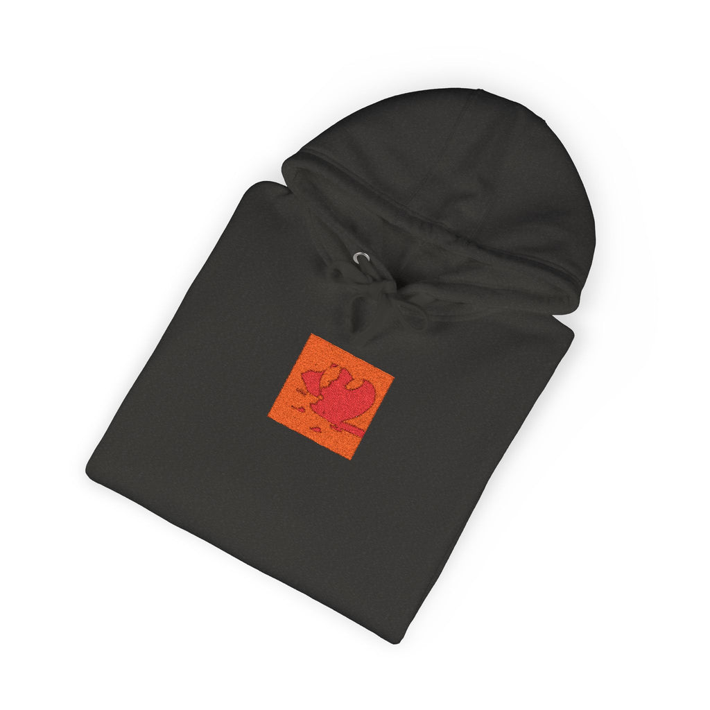 Orange Phoenix Pixel Art Hoodie | Square Chest & Sleeve Patch