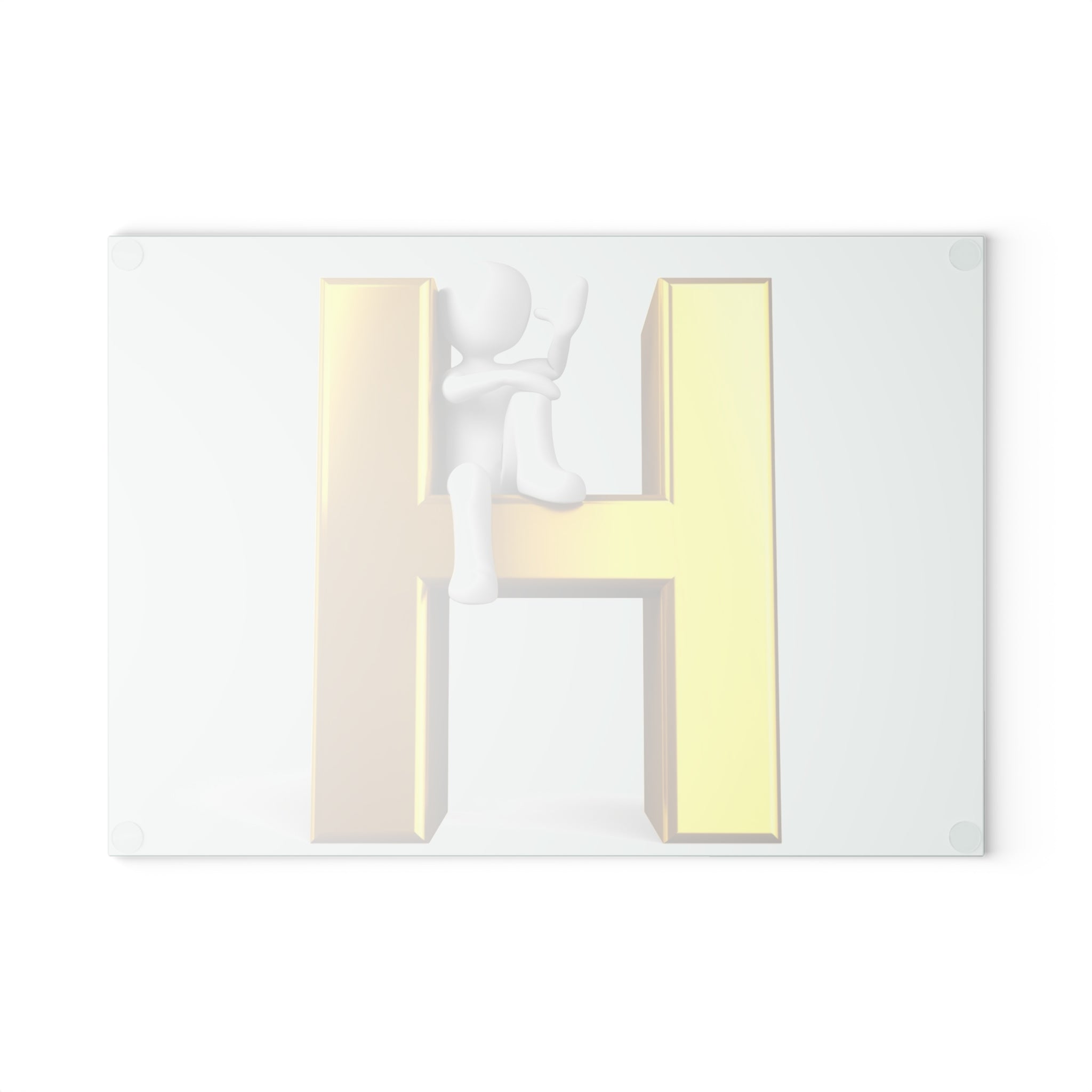 Gold Letter H with Figure Glass Cutting Board | Monogram Initial Kitchen Decor