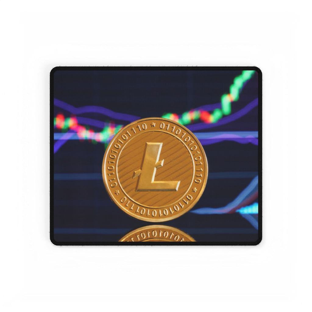 Litecoin coin with crypto chart Desk Mat | Cryptocurrency gaming deskpad