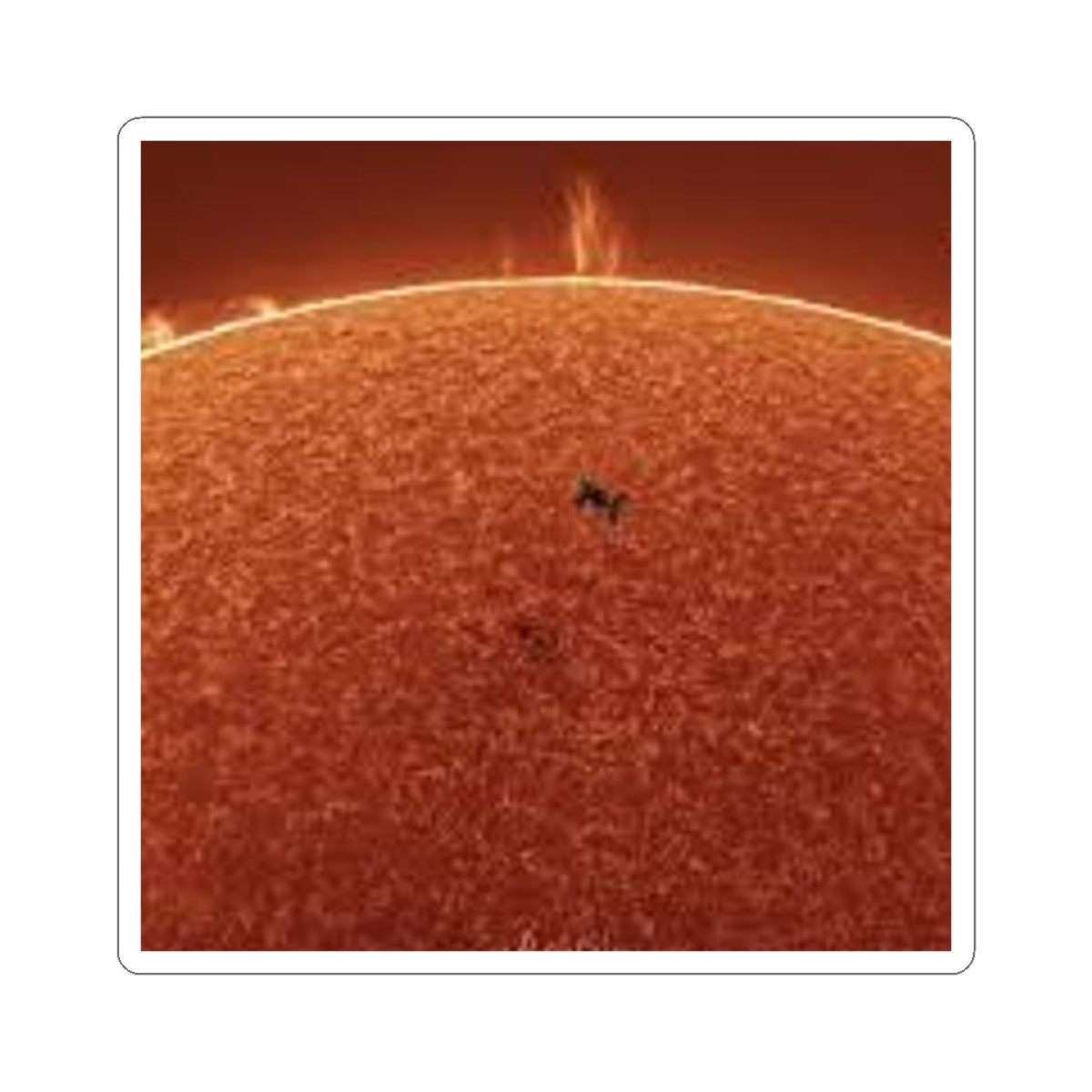Autocollant découpé en forme de silhouette de navette spatiale devant le soleil