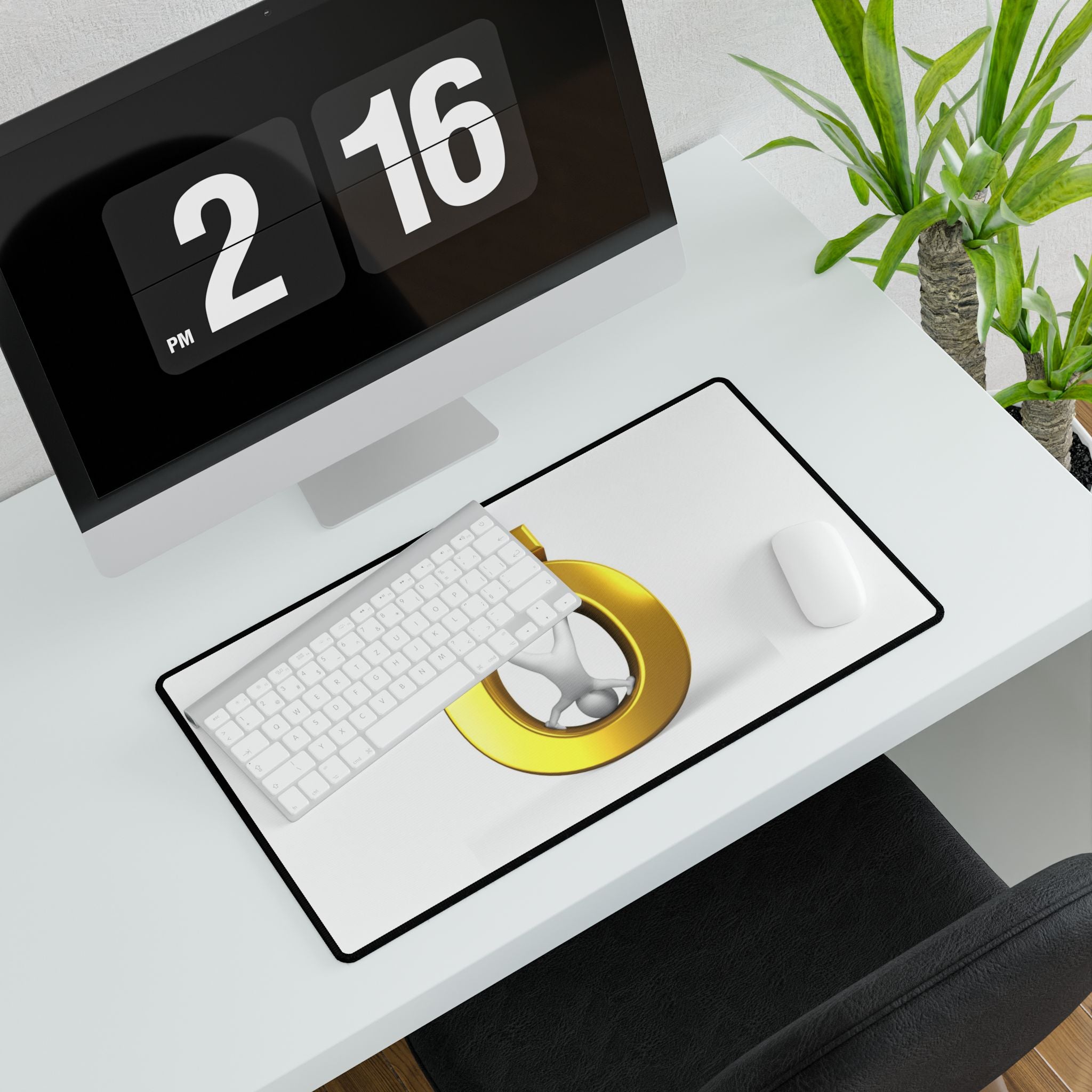 Gold Letter Ö Figure Desk Mat | Minimal 3D Symbol Mouse Pad