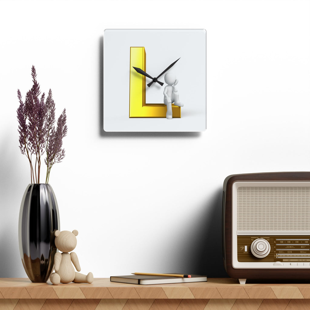 3D Letter L Design Acrylic Wall Clock | Initial Monogram Decor