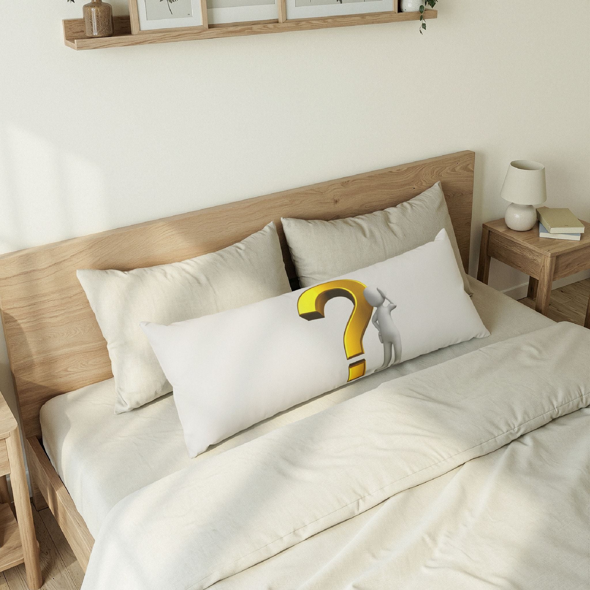 Gold Question Mark Figure Body Pillow | Question Symbol Decorative Pillow