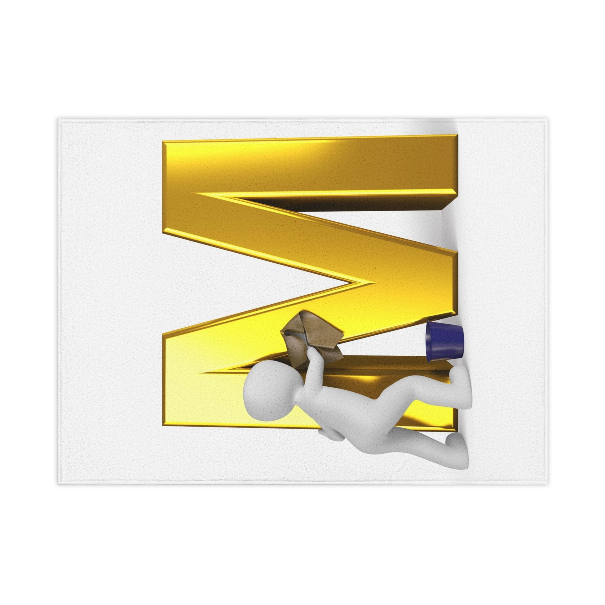 Gold Letter M with Painter Toddler Blanket | Personalized Monogram