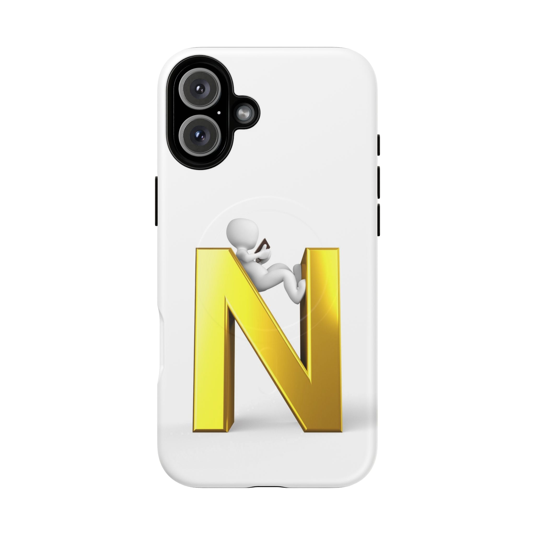 Coque de téléphone en or, lettre N, figure 3D | Coque magnétique robuste