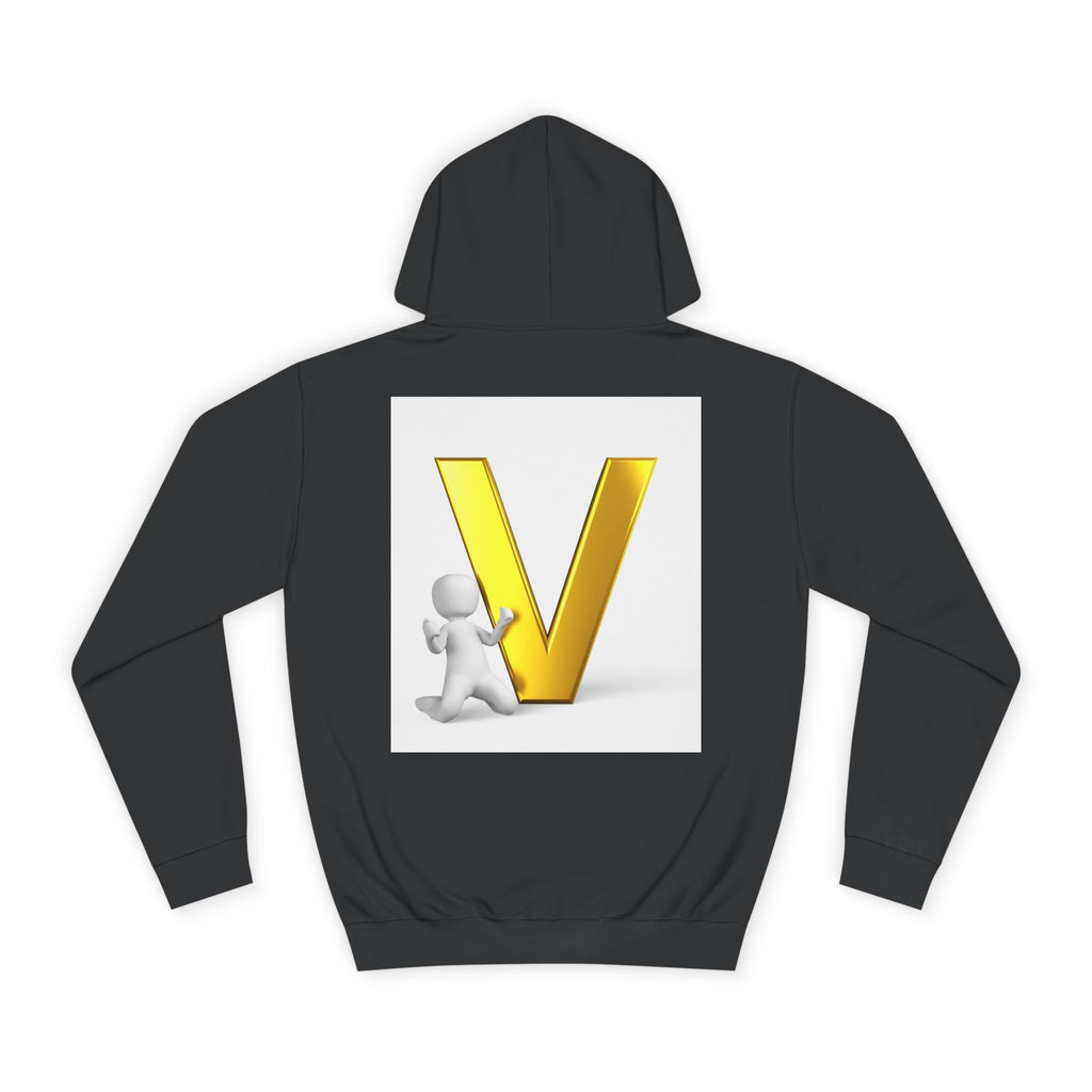 Gold 3D Letter V Hoodie | Initial V Sweatshirt, Monogram Lettering