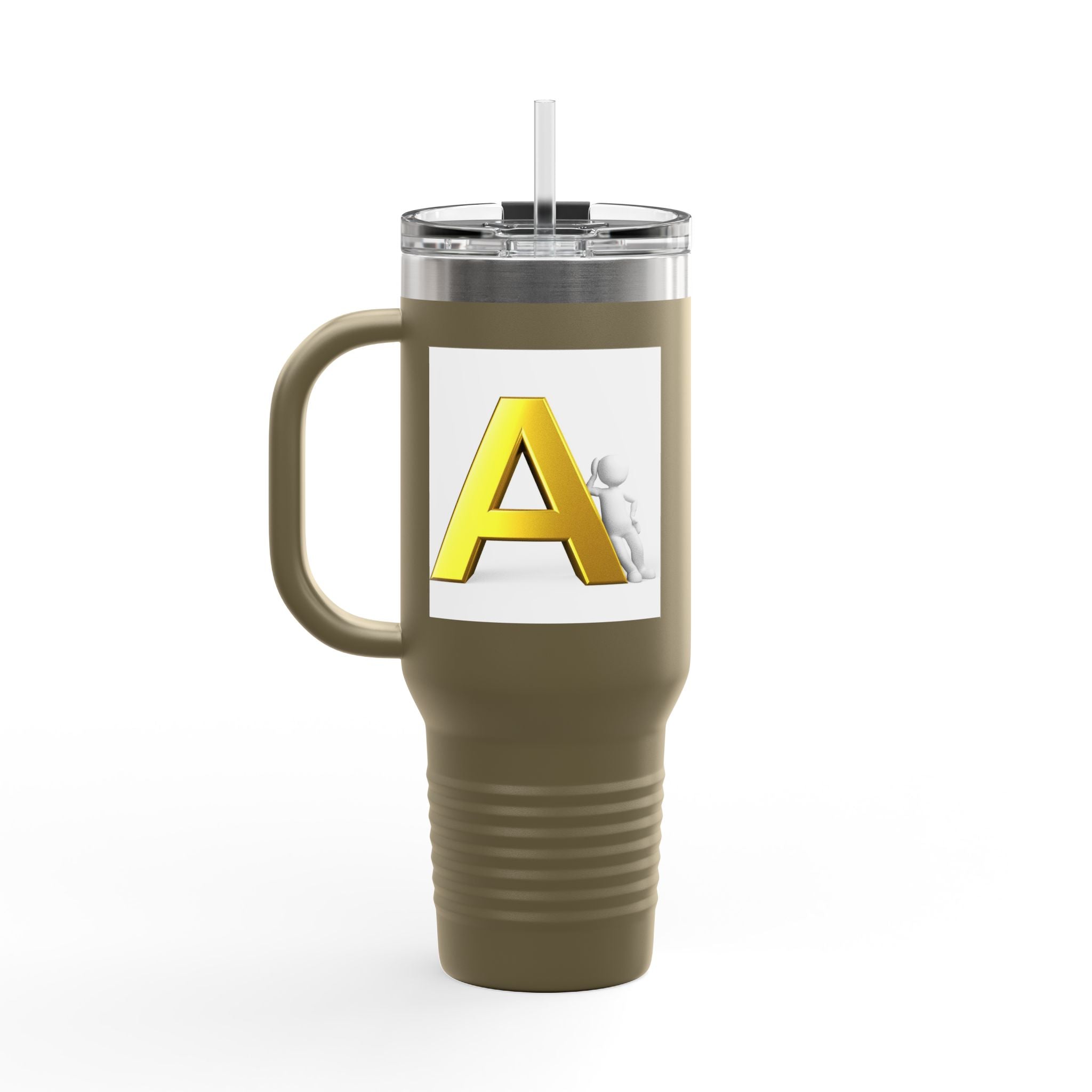 Yellow 3D Letter A Initial Travel Mug | 40oz Insulated Tumbler