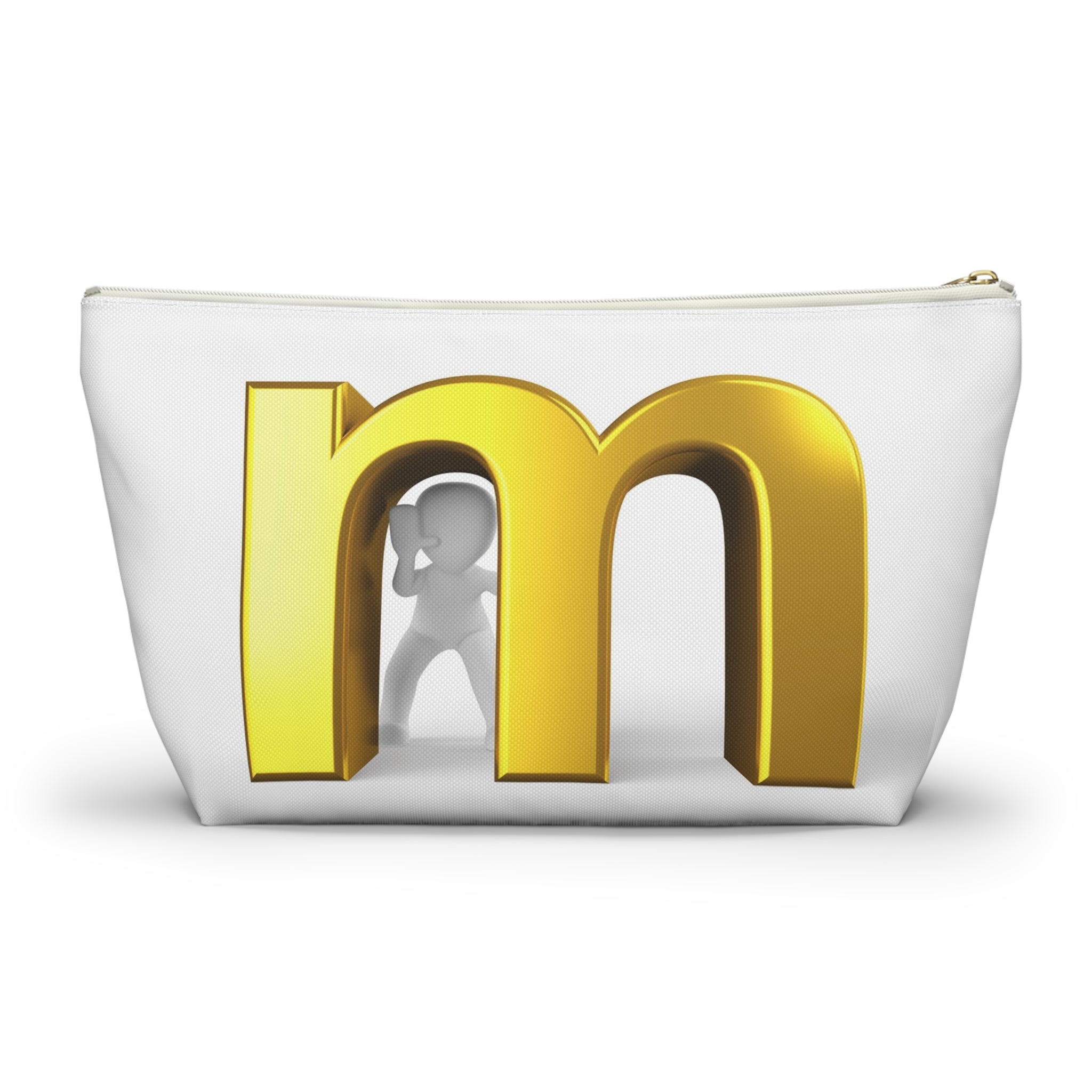 Gold Letter M Monogram Accessory Pouch | T-Bottom Makeup Bag