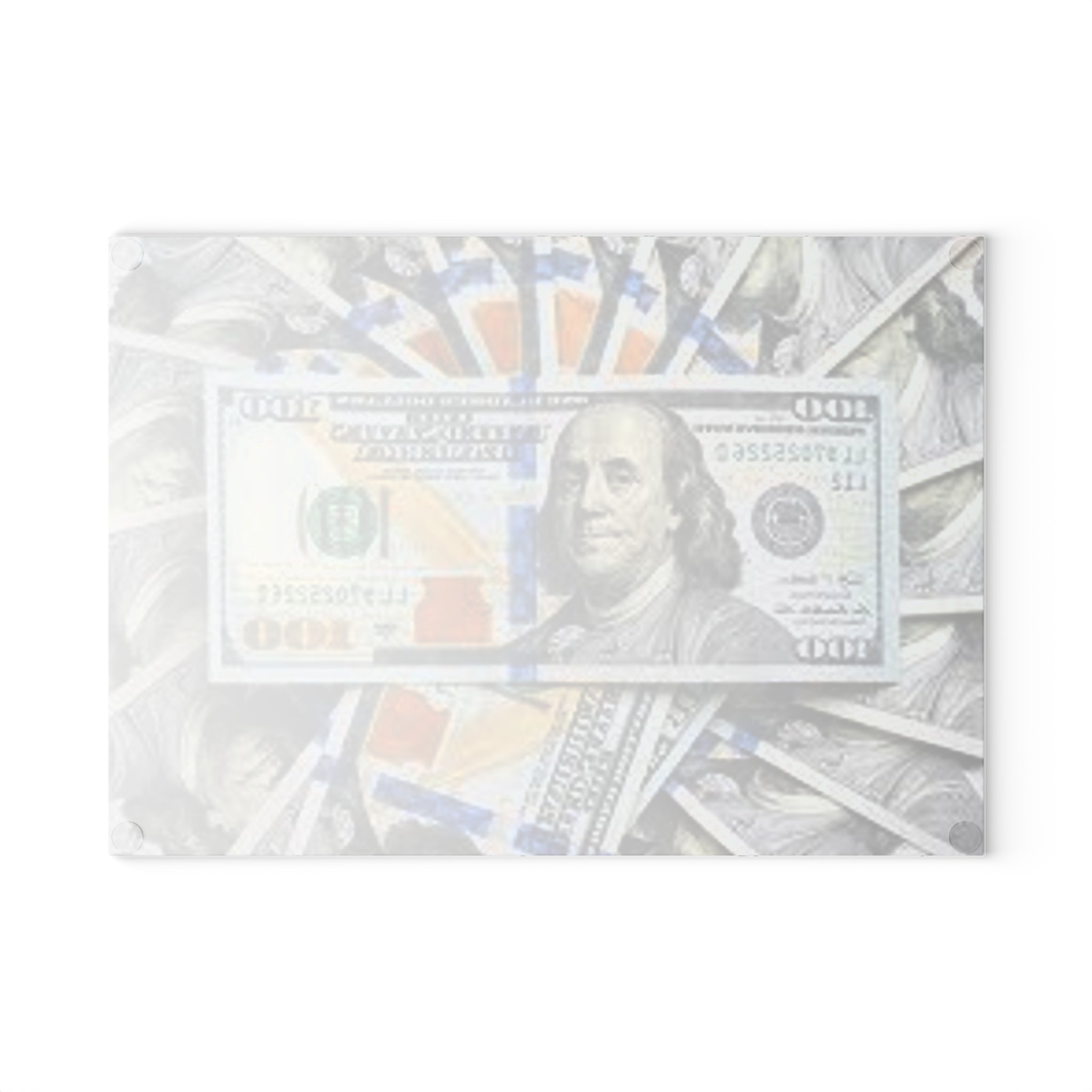 Stack of 100 Bills Glass Cutting Board | Money Pattern Kitchen Decor