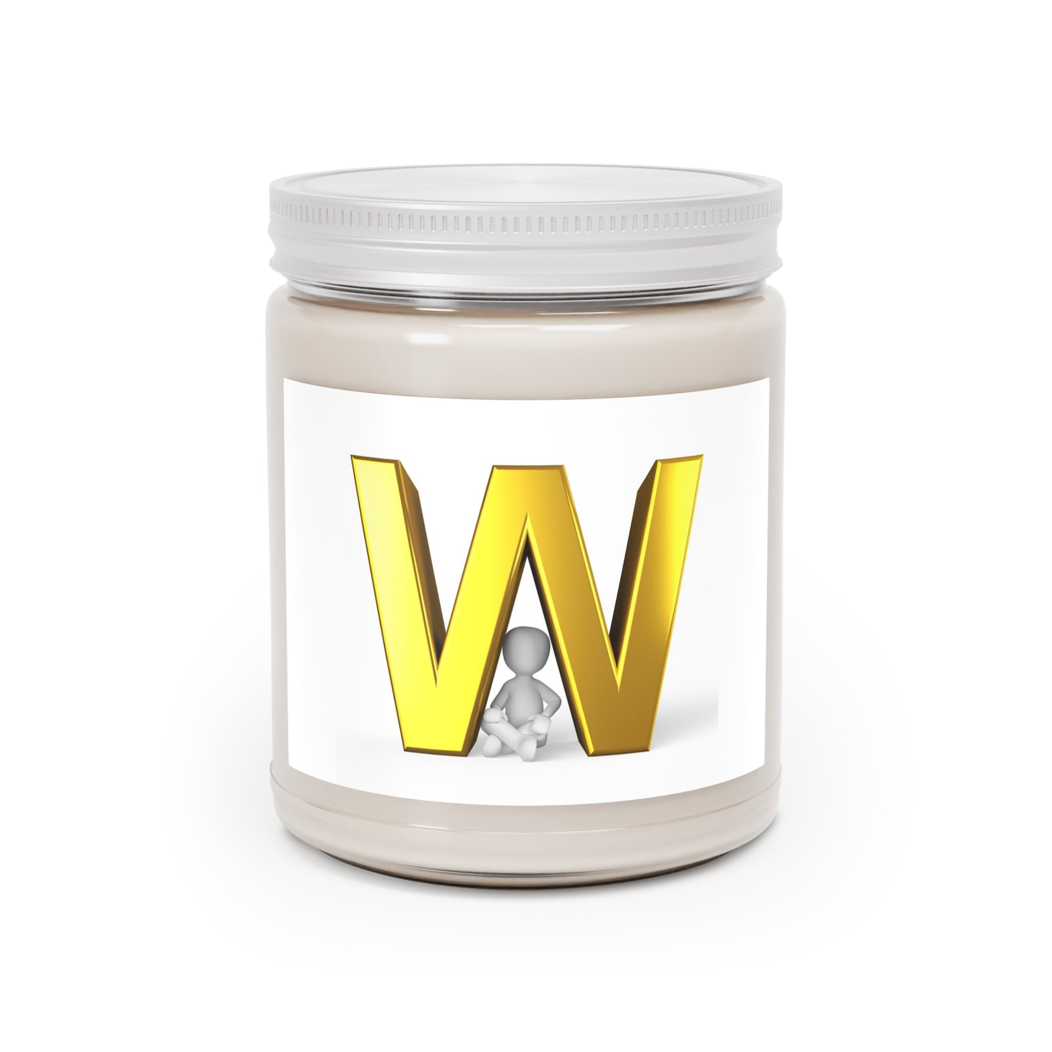 Gold Letter W Monogram Candle | 9oz Soy Candle with White Lid