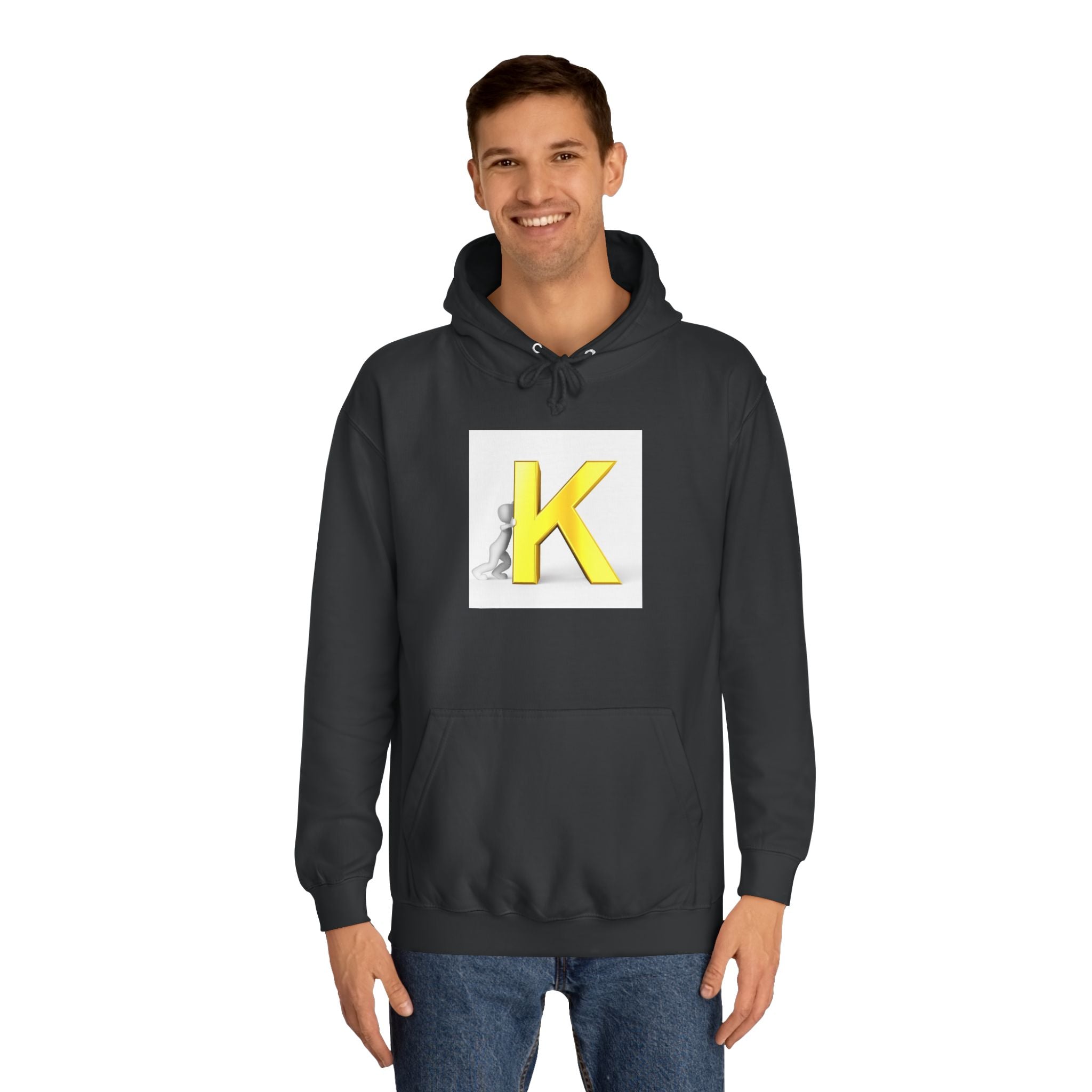 Yellow 3D Letter K hoodie | Initial Monogram, Alphabet Graphic