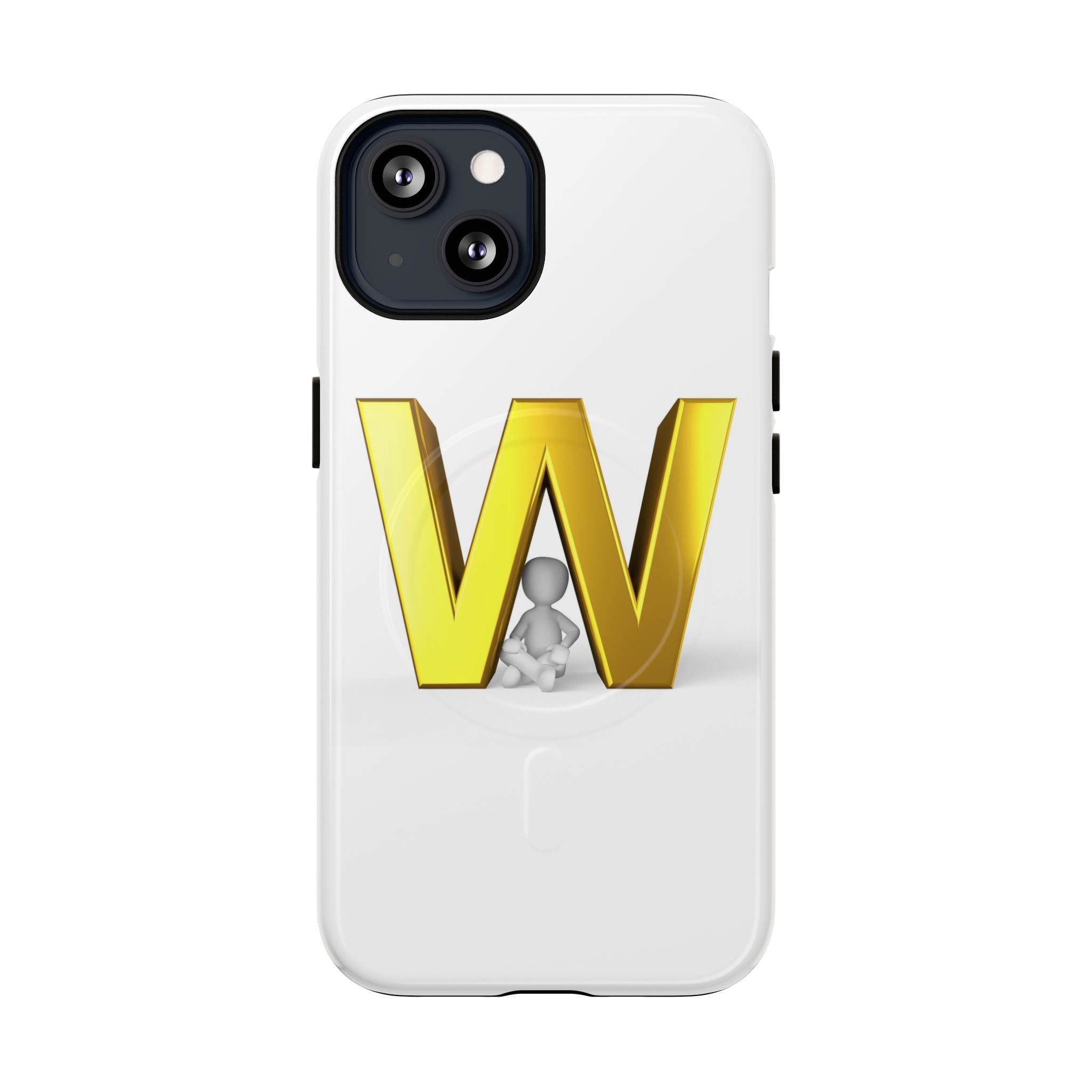 Coque de téléphone à monogramme lettre W or | Coque magnétique résistante