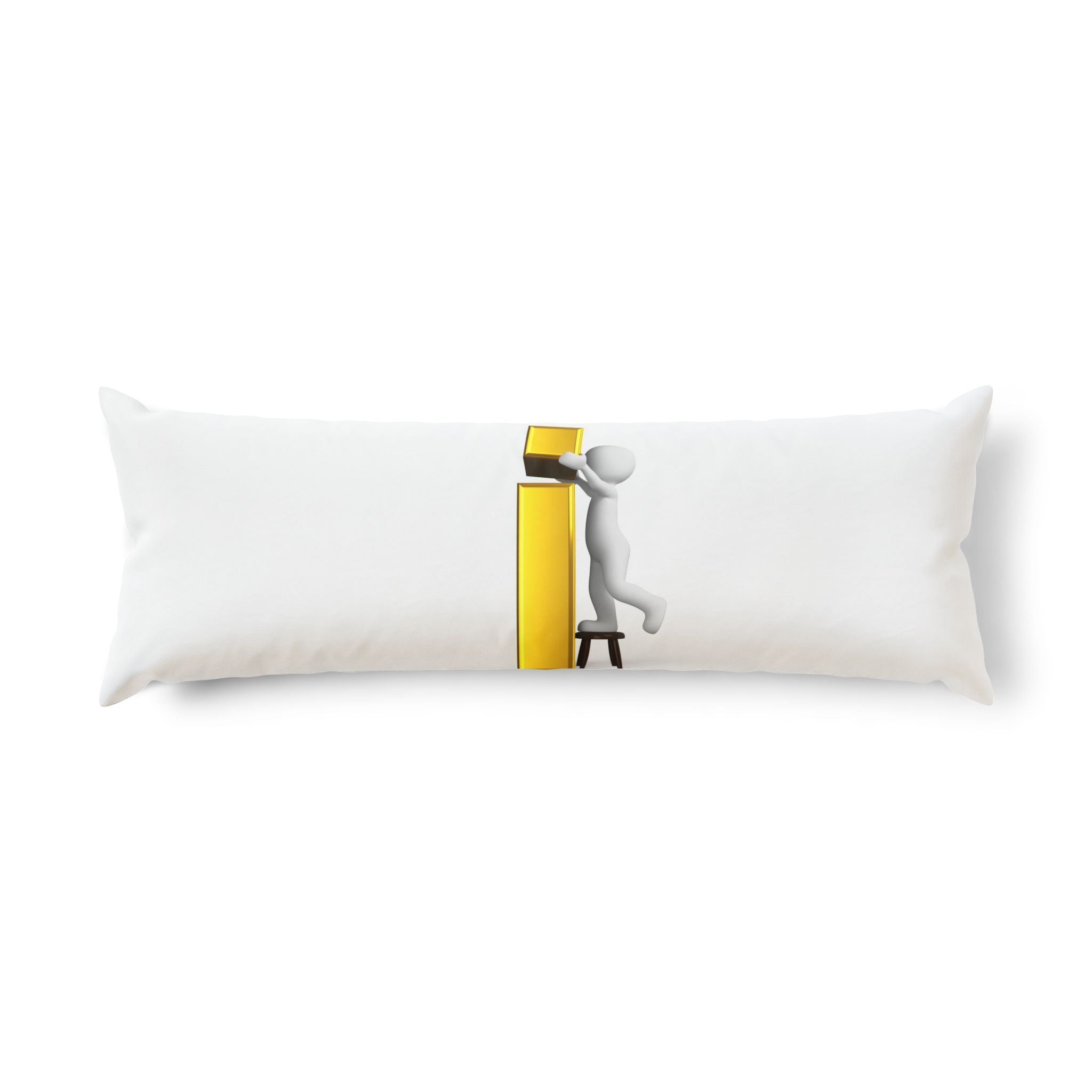 Stick Figure Building Gold Letter i Body Pillow | Minimalist Illustration