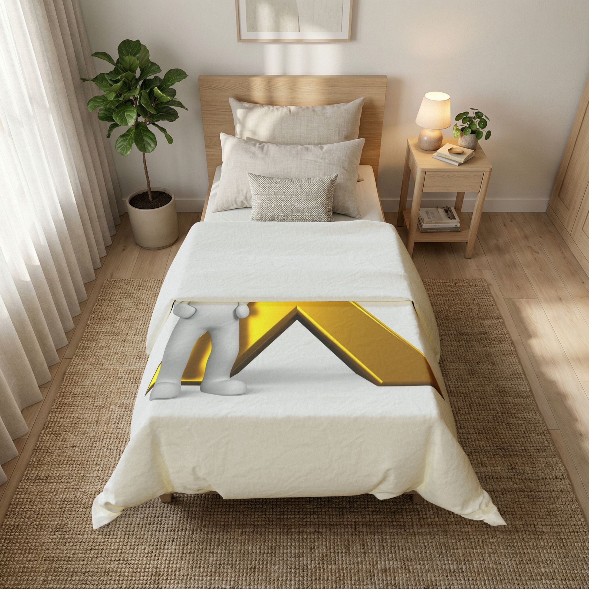 Gold Letter X with 3D Figure Duvet
