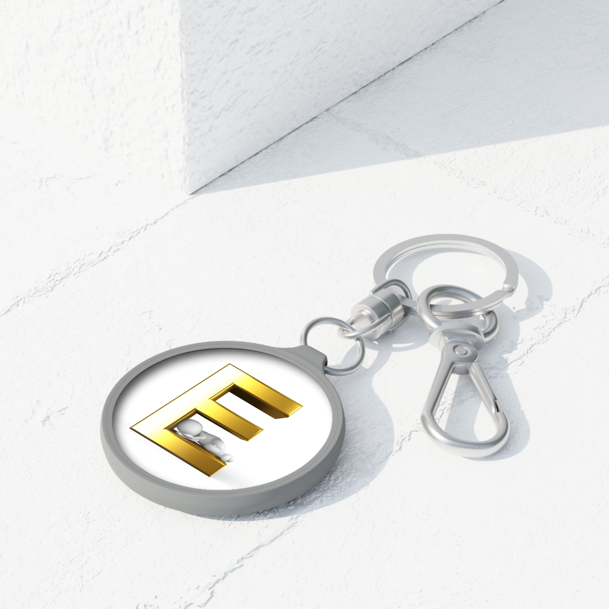 Gold Letter E Monogram Keyring Tag | Initial Keychain Accessory