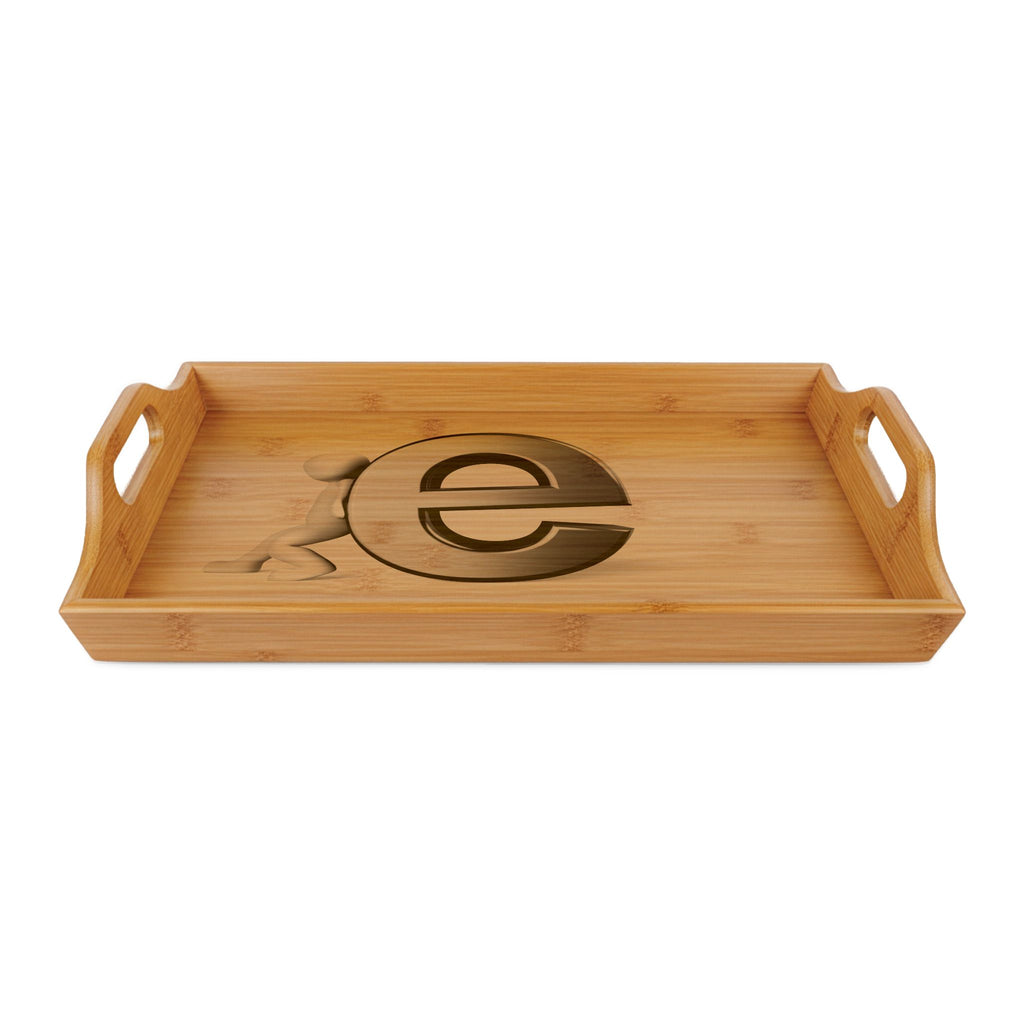 Engraved Monogram Letter E Serving Tray | Bamboo Engraving