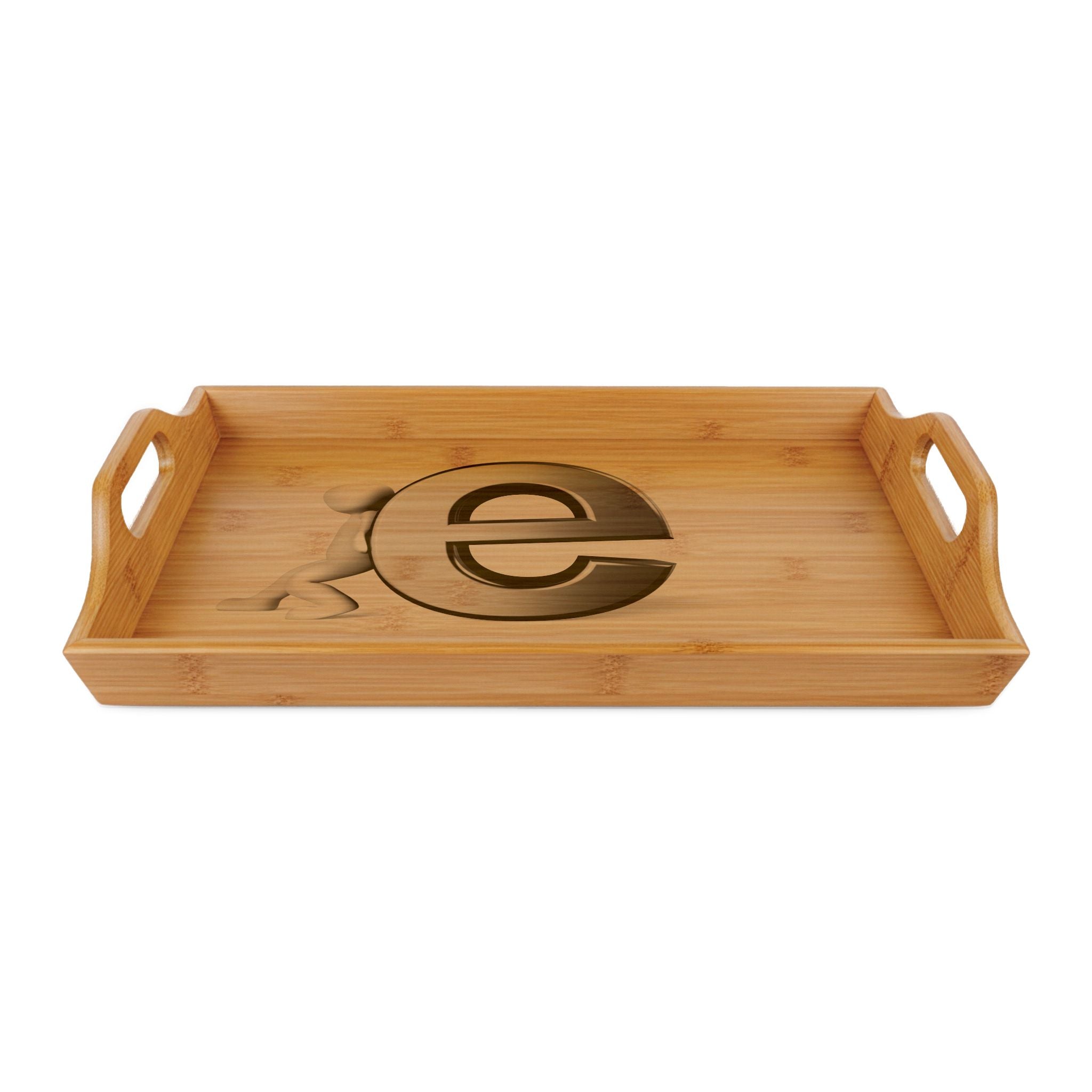 Engraved Monogram Letter E Serving Tray | Bamboo Engraving