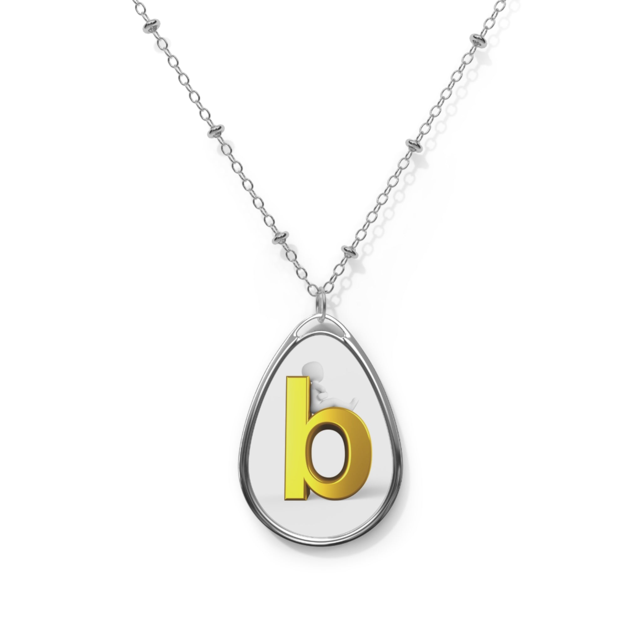 Gold Letter 'b' Oval Necklace – Personalized Initial Pendant Jewelry