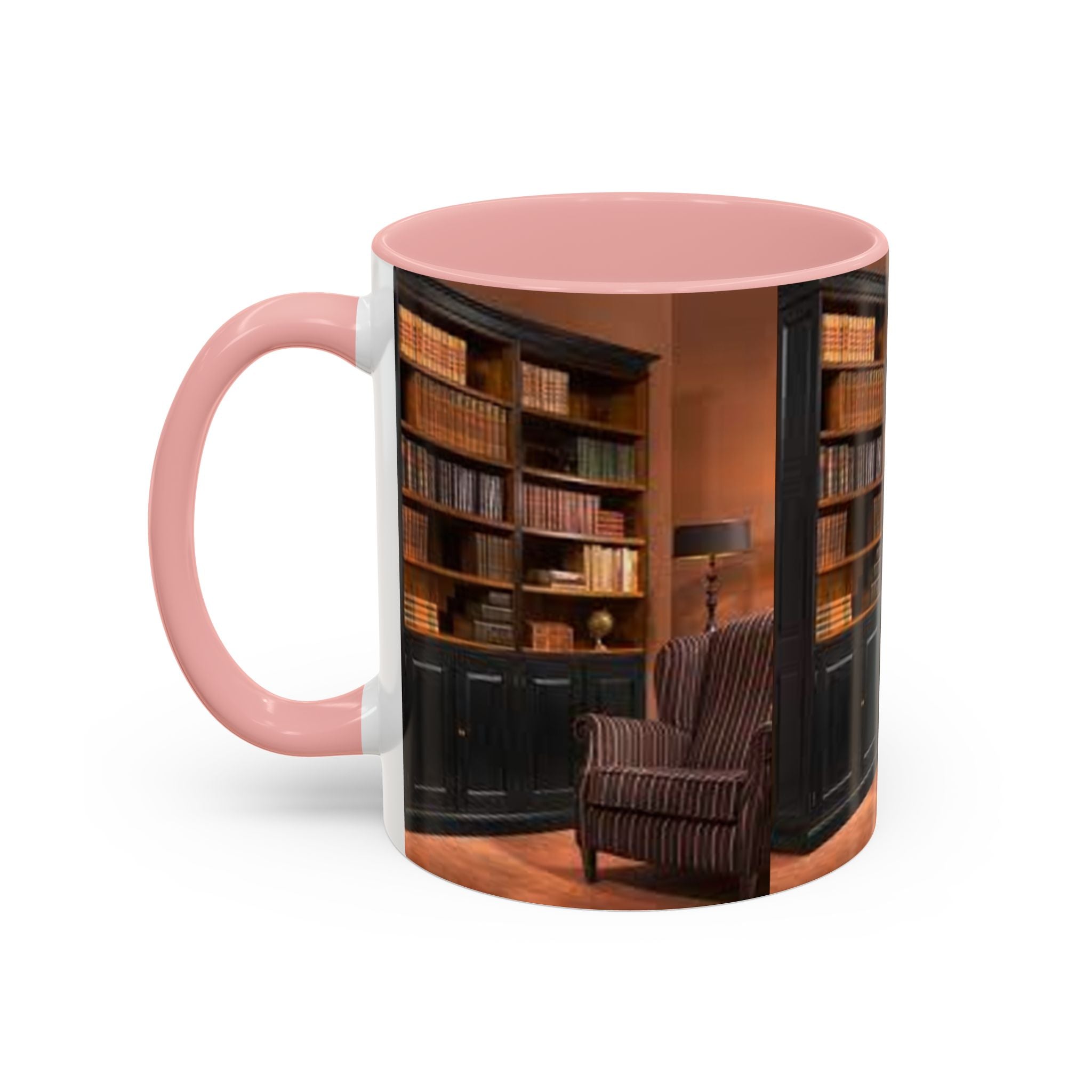 Cozy Library Bookshelf Coffee Mug | Accent Black Handle