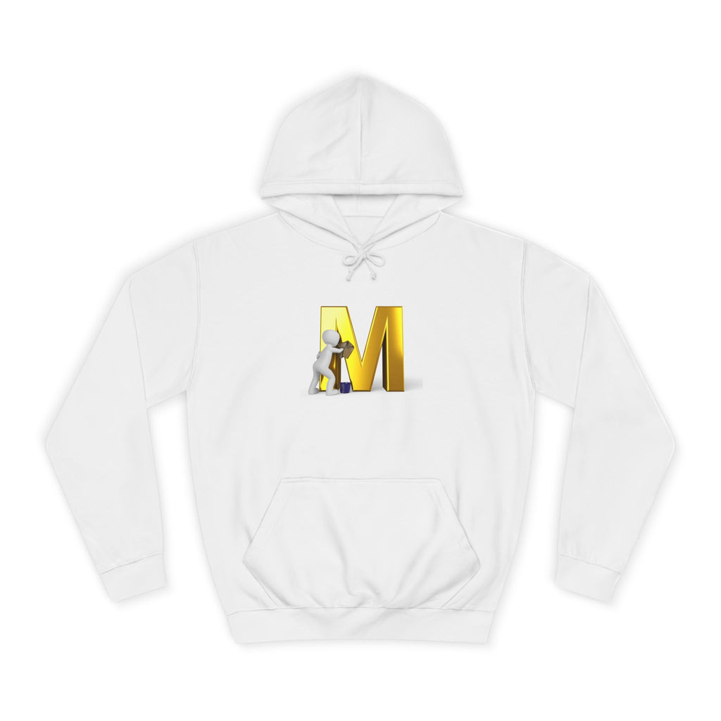 Gold Letter M with Figure Hoodie | Monogram Initial M Sweatshirt