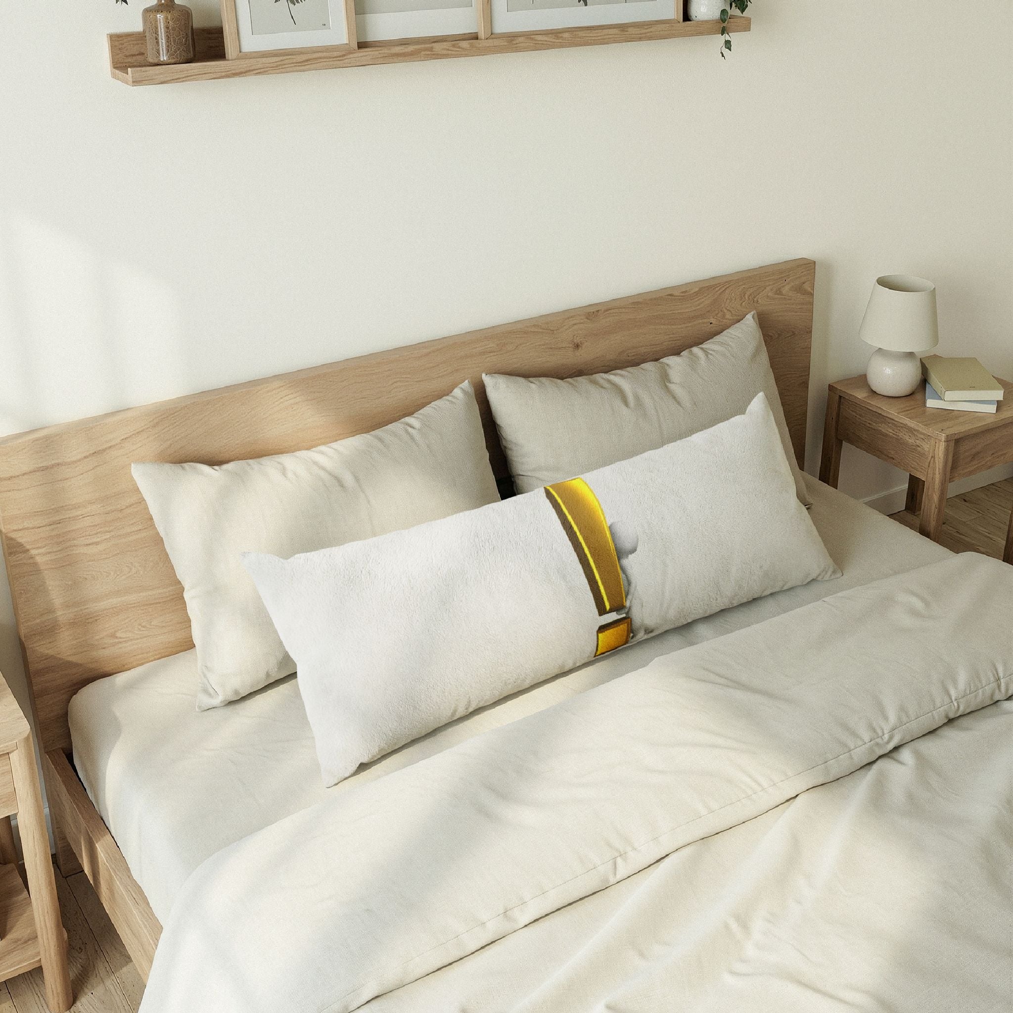 Exclamation Point Character Body Pillow | Minimal Yellow Icon