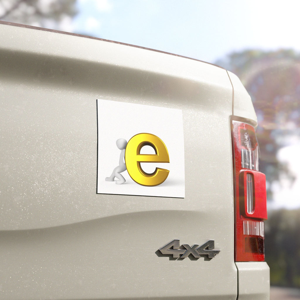 Gold Letter E 3D Push Icon Car Magnet