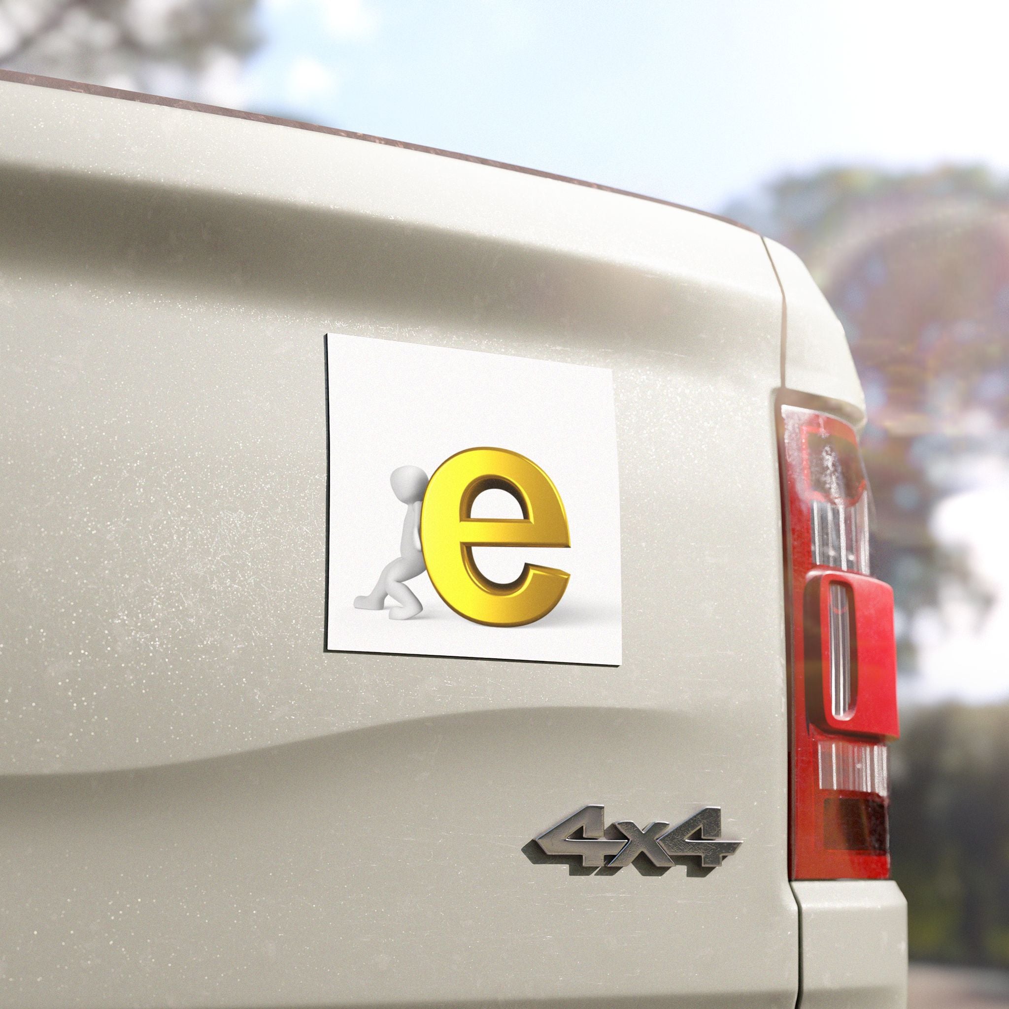 Gold Letter E 3D Push Icon Car Magnet