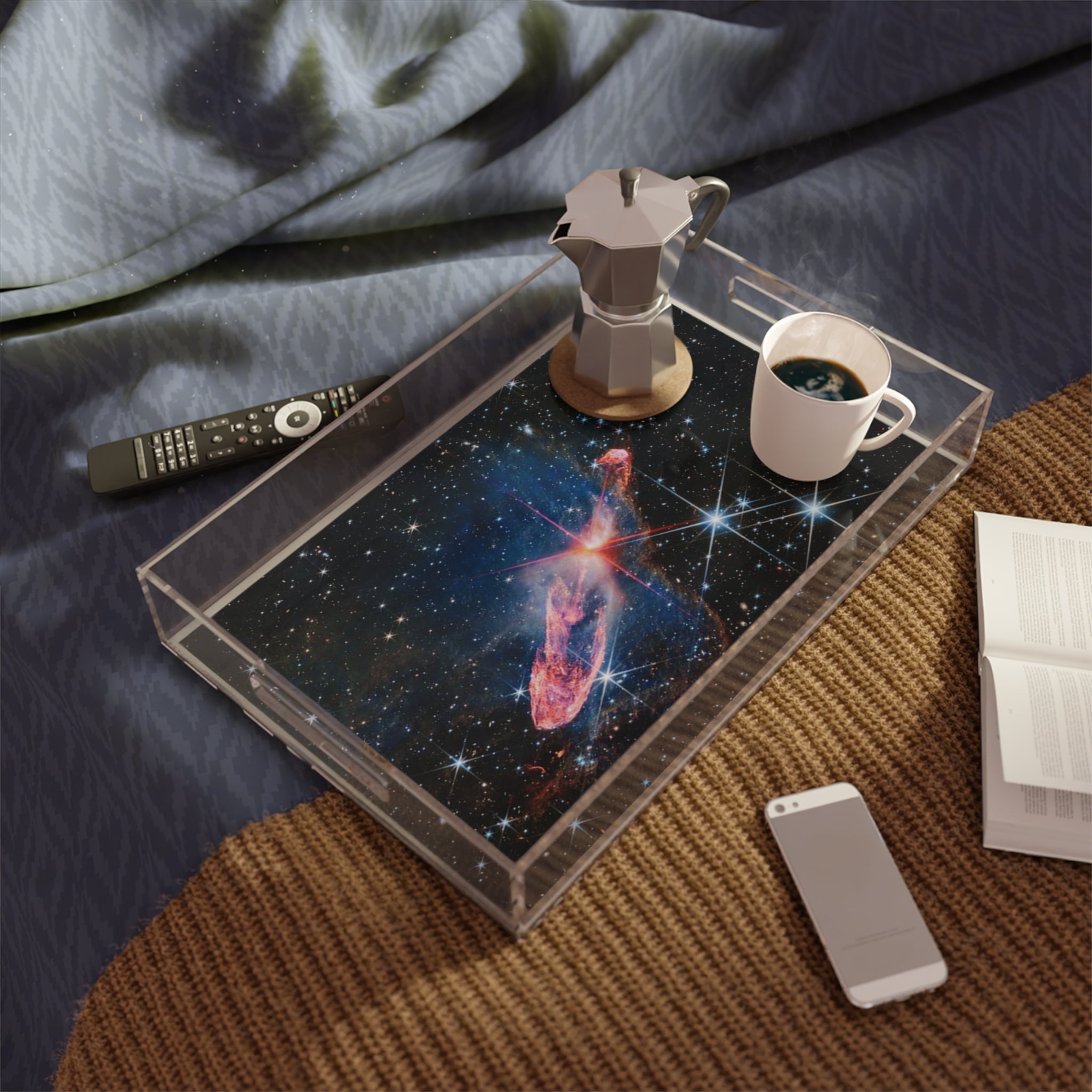 Nebula Space Art Acrylic Serving Tray | Cosmic Galaxy Stars