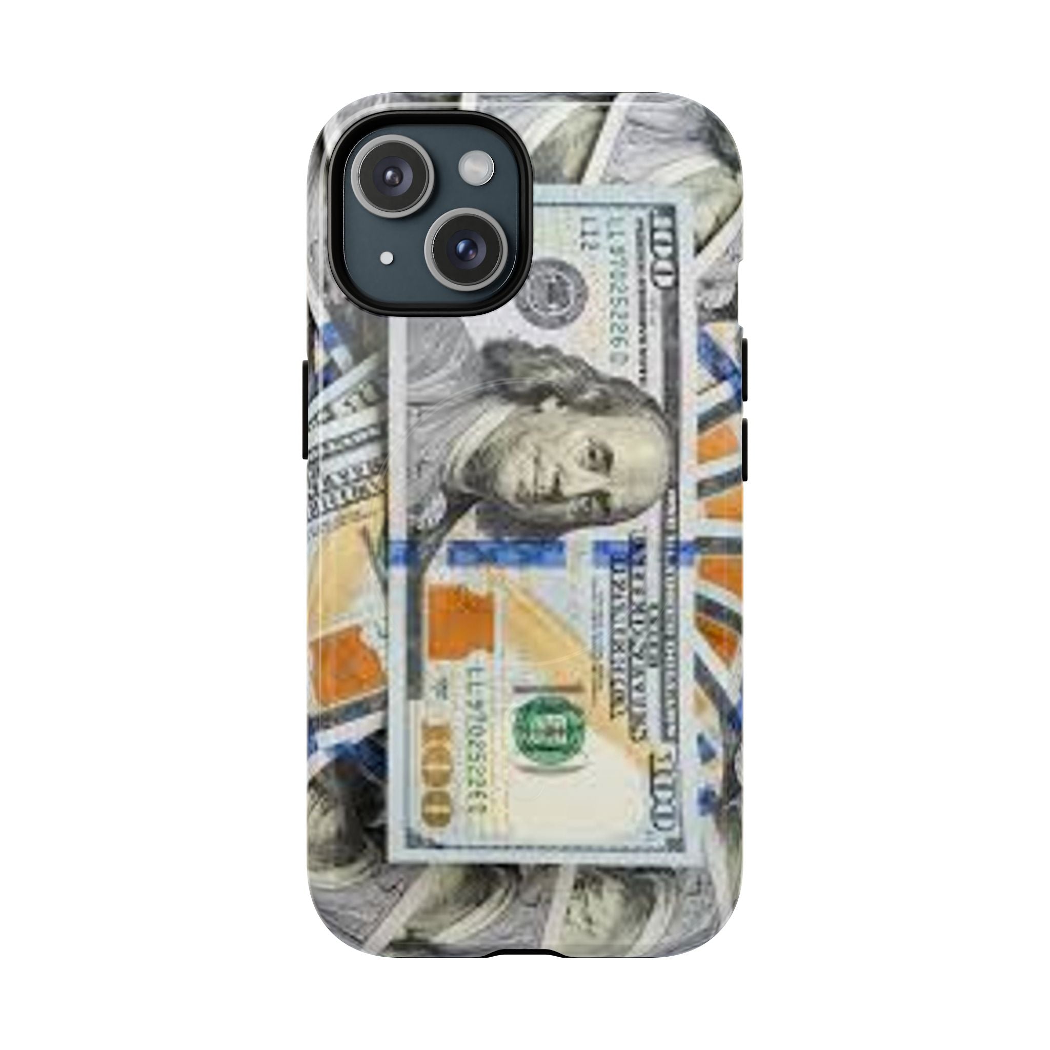 Coque de téléphone Billets de cent dollars | Coque magnétique robuste, motif argent