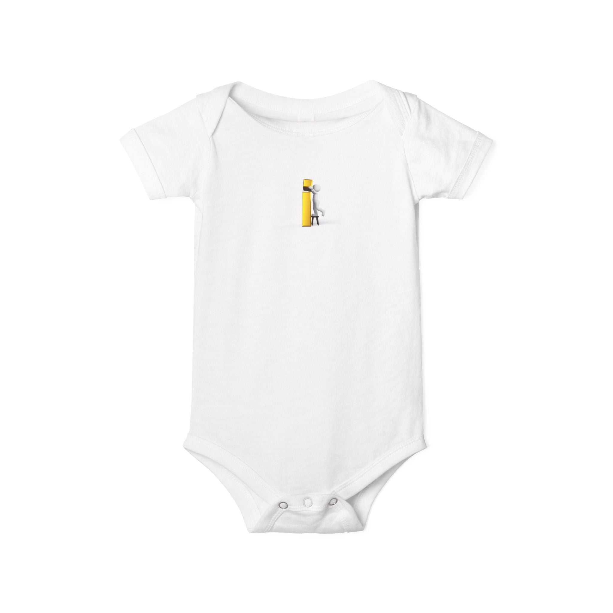 Grenouillère Bébé Jaune Lettre i avec Petite Figurine de Construction | Body Bébé