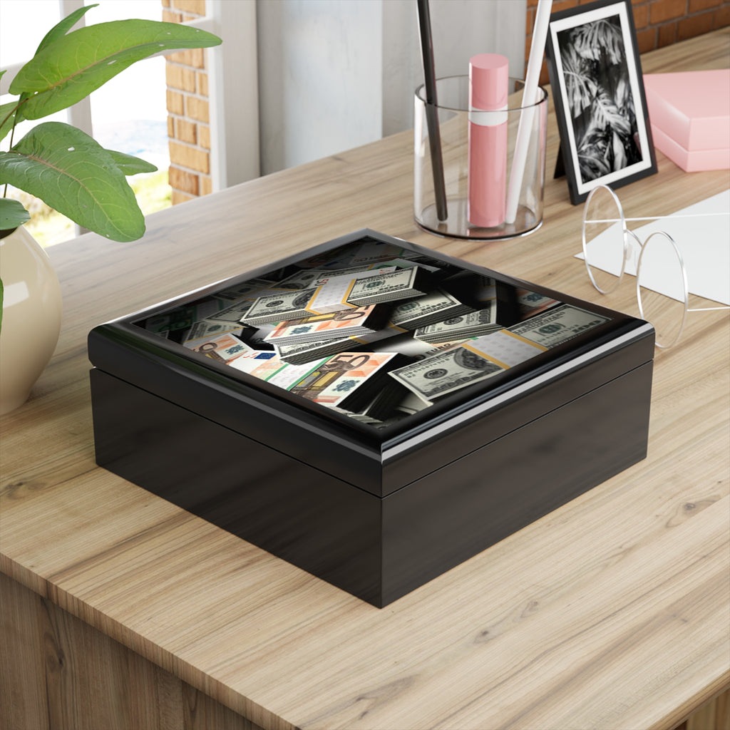 Stacks of Money Jewelry Box | Cash Pattern Keepsake Box