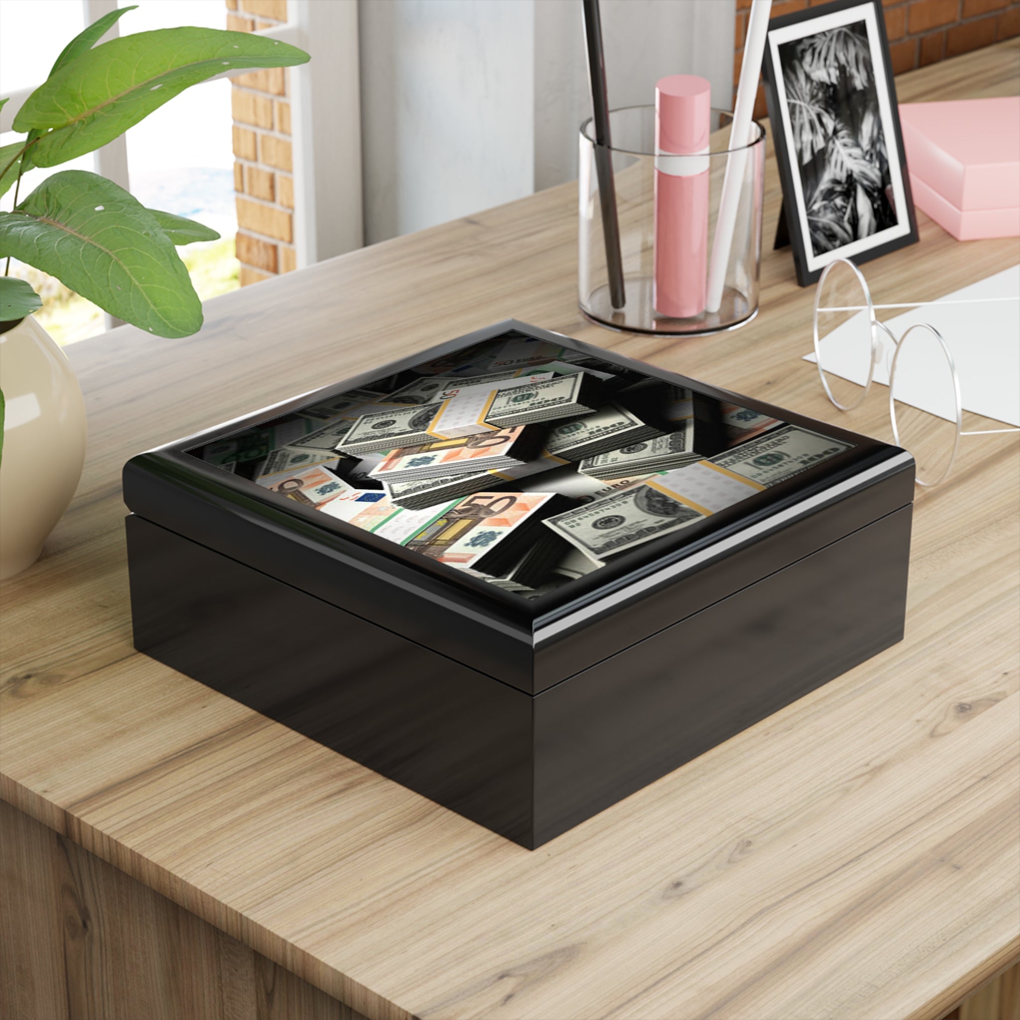 Stacks of Money Jewelry Box | Cash Pattern Keepsake Box