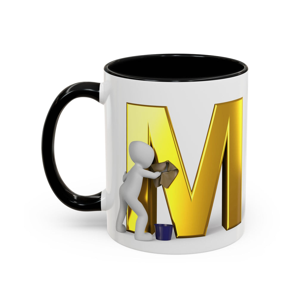 Goldfarbene Buchstabe M mit Farbklecks-Akzent Tasse | Kaffeetasse
