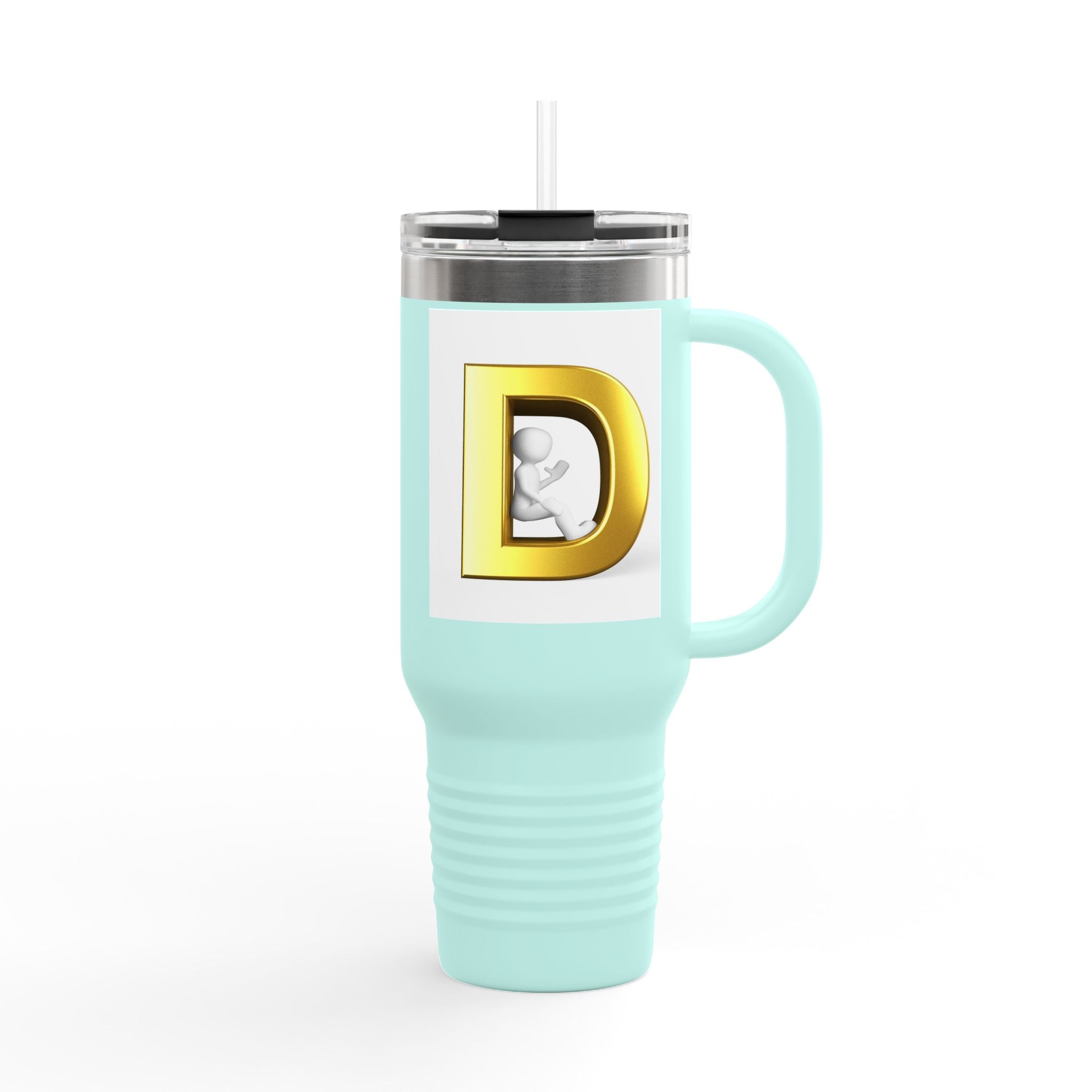 Gold D Monogram Travel Mug | 40oz Insulated Tumbler