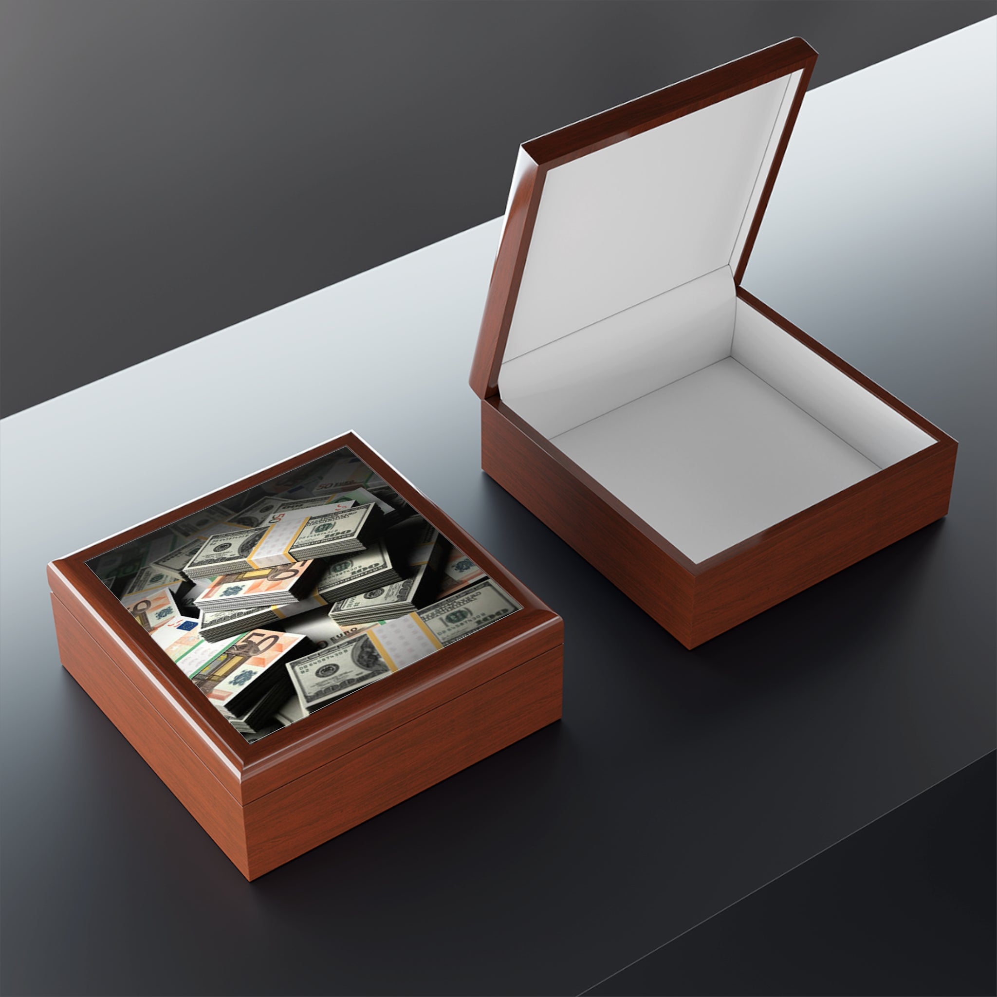 Stacks of Money Jewelry Box | Cash Pattern Keepsake Box