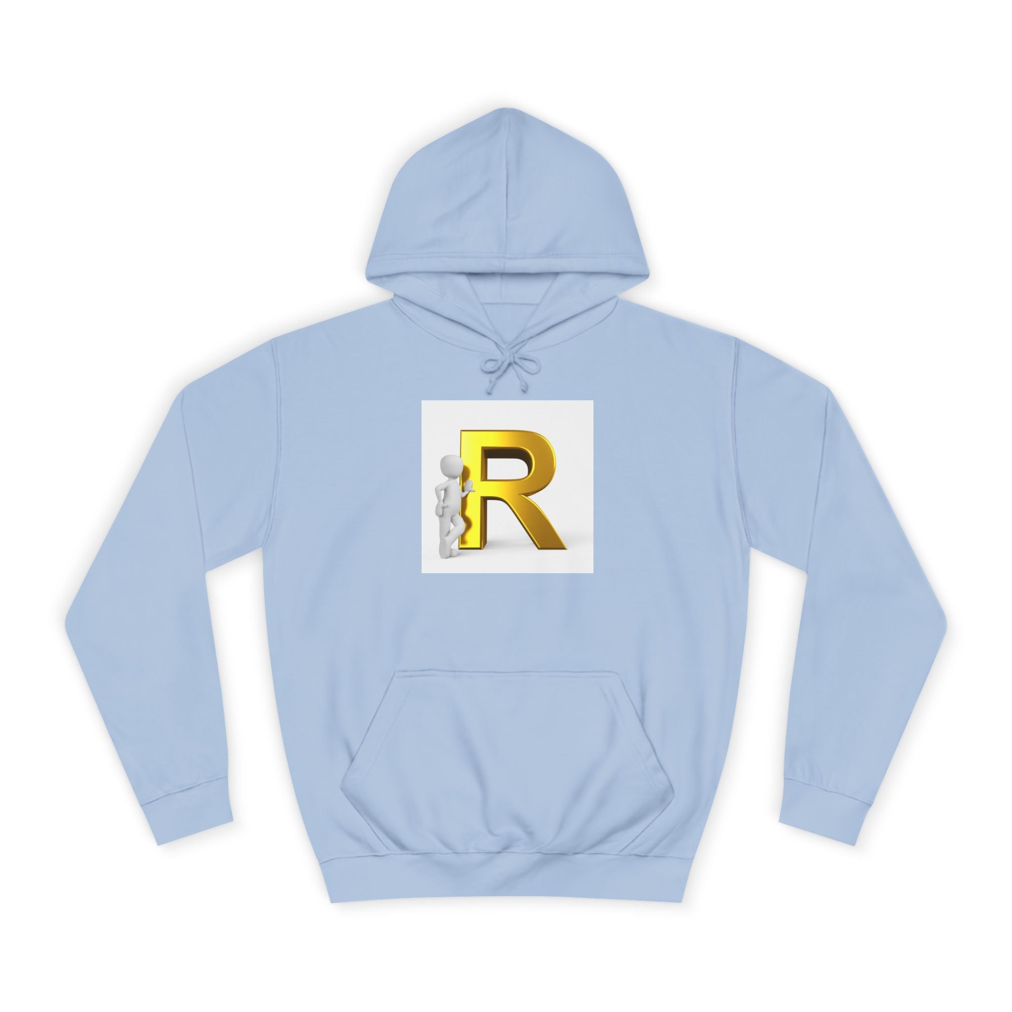 Gold Letter R Hoodie | 3D Character Leaning on R