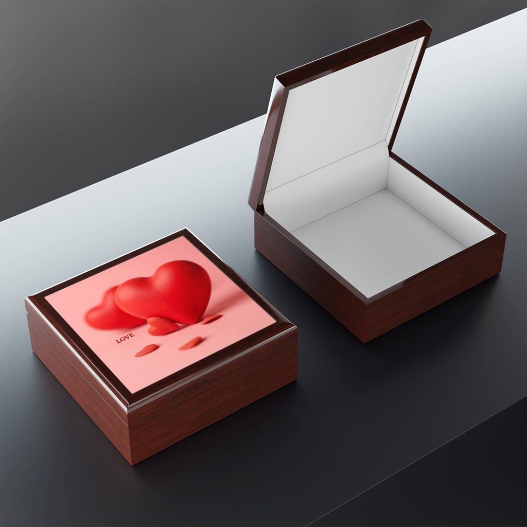 Red Heart Trio jewelry box | Valentine love keepsake
