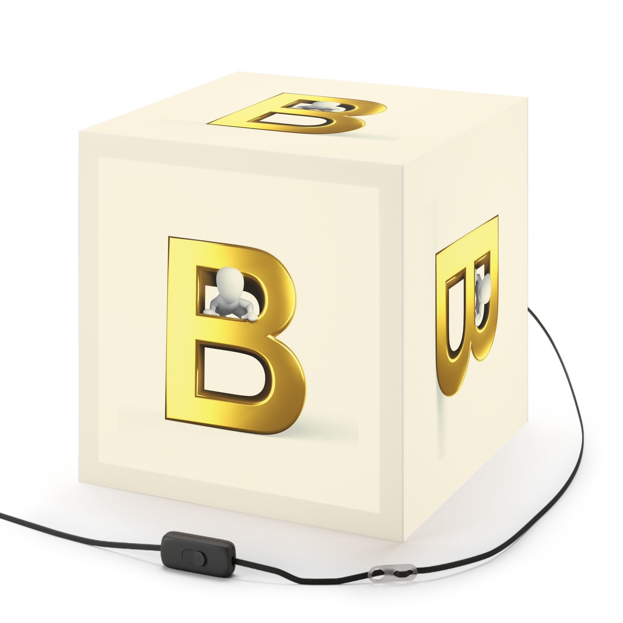 Gold Letter B Light Cube Lamp | Alphabet Nursery Night Light