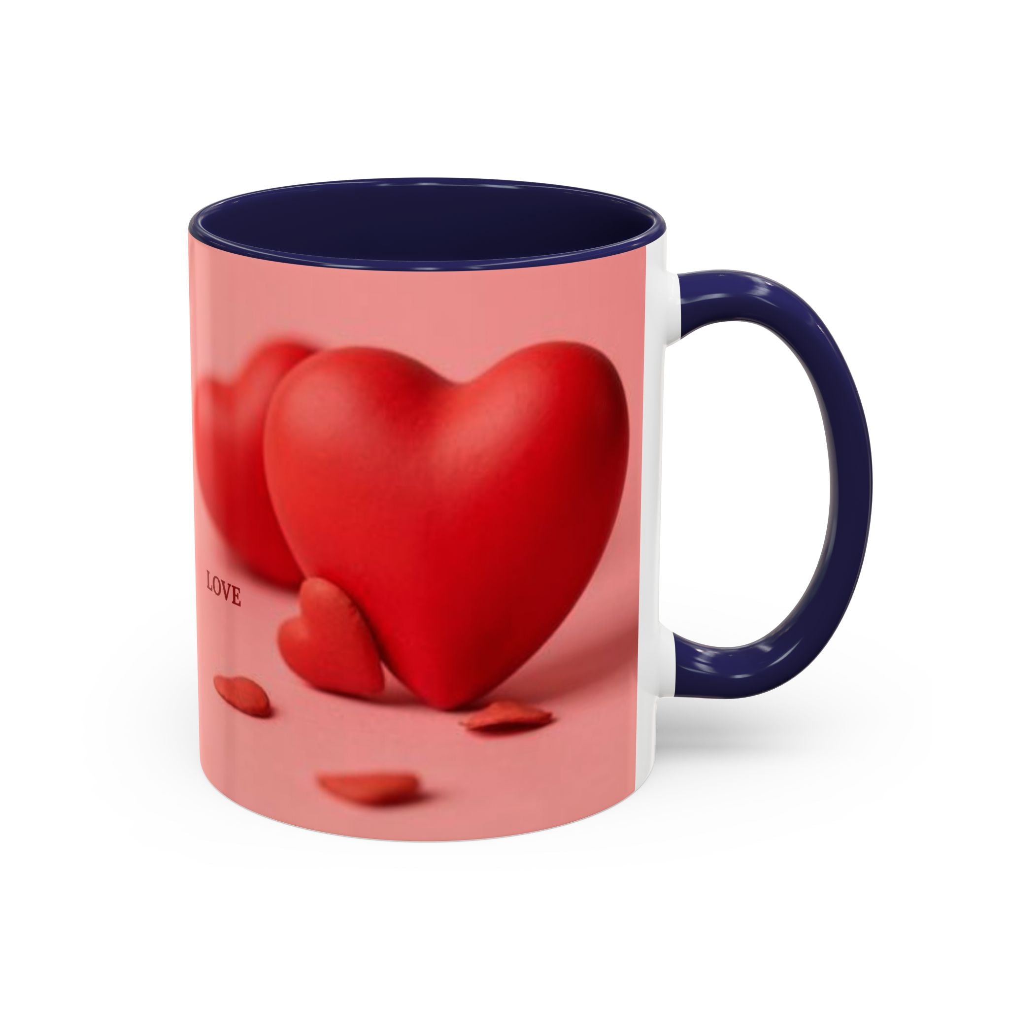 Red Heart Love Design Accent Coffee Mug | Valentine Heart Ceramic Mug