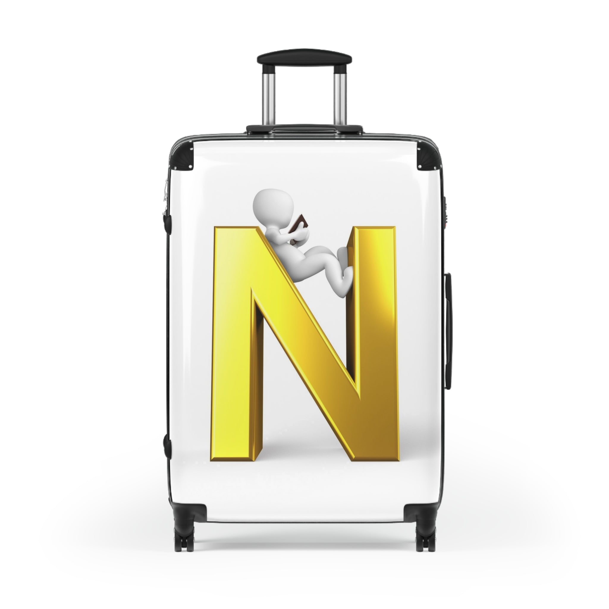 Golden Letter N Luggage Suitcase | Initial Monogram Travel Case