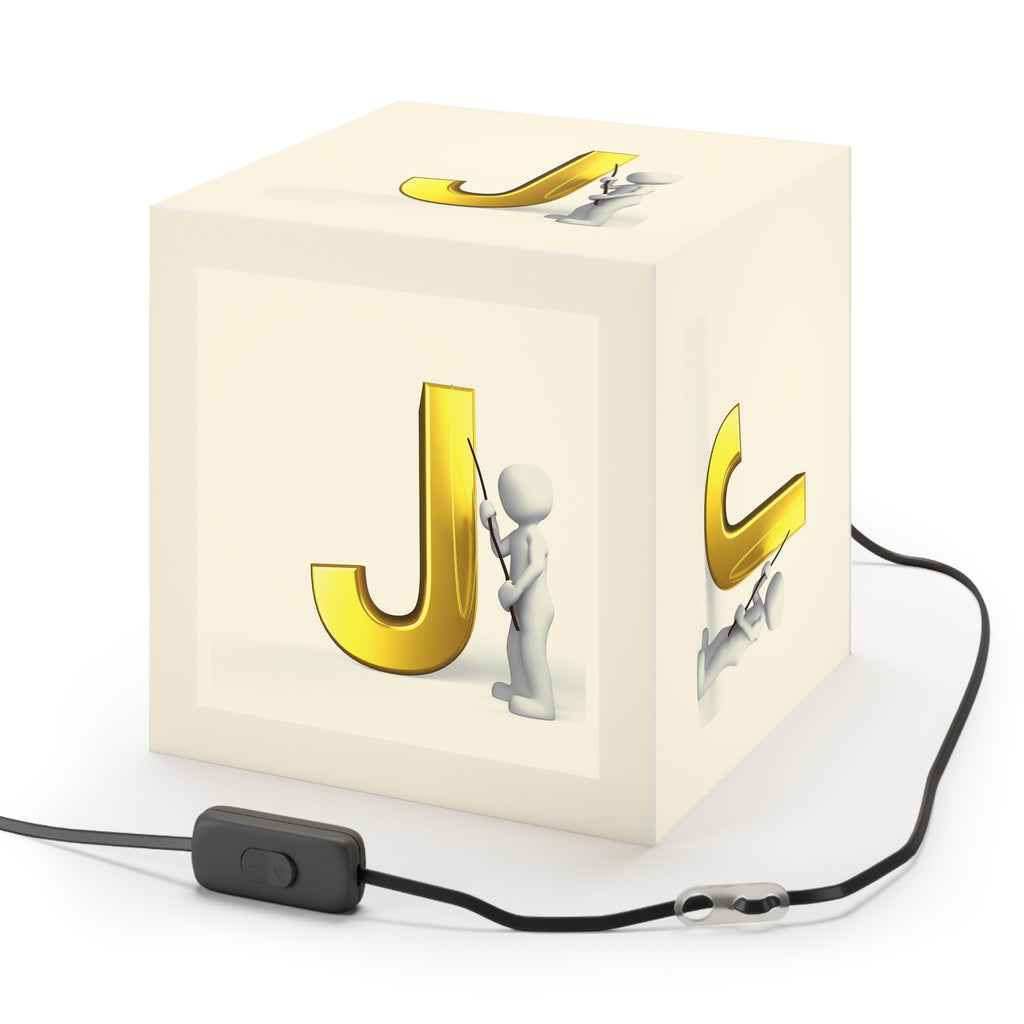 Gold Letter J Monogram Light Cube Lamp | Personalized Initial Decor
