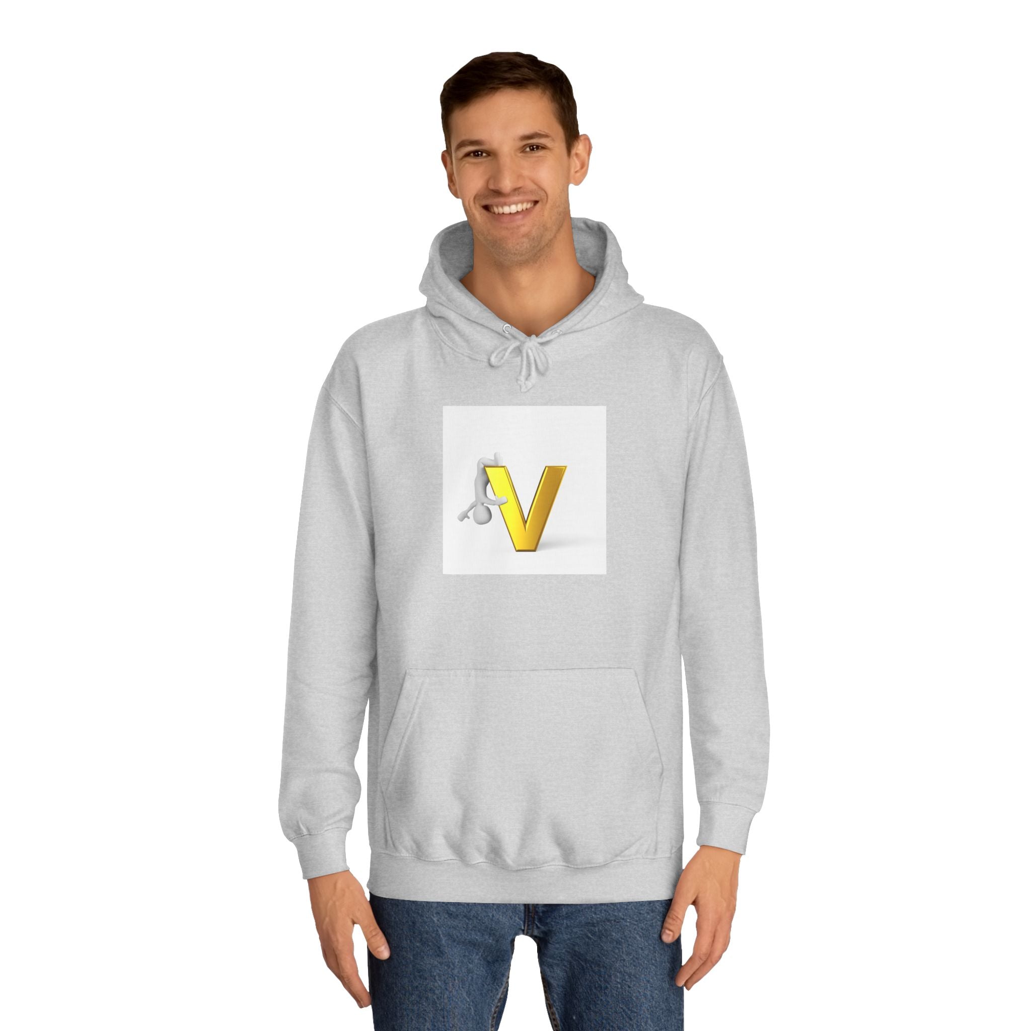 3D Gold Letter V Hoodie | Letter V Initial Sweatshirt