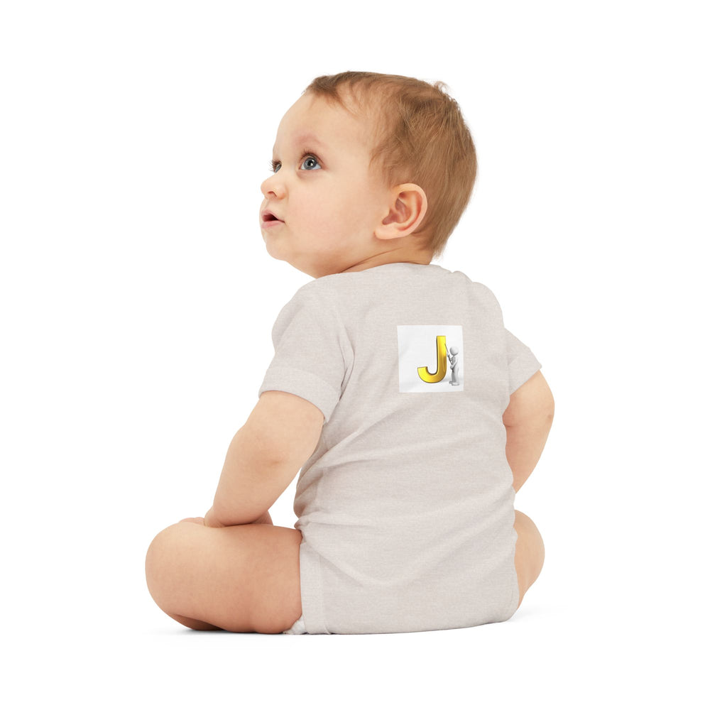 Yellow Letter J with Baby Sloth Infant Onesie | Baby Bodysuit