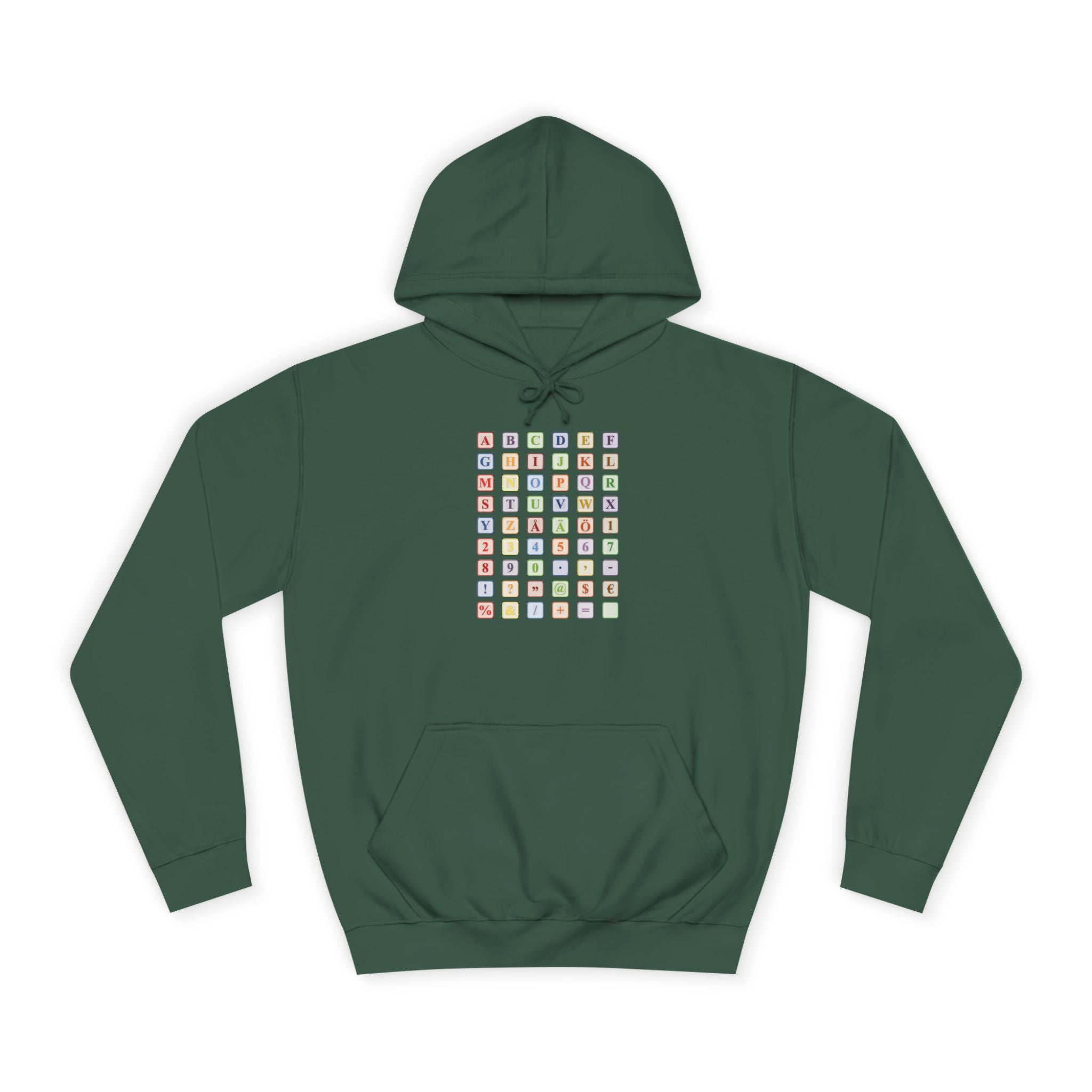 Sweat à capuche Blocs Alphabet | Grille de lettres colorées, imprimé dos et devant