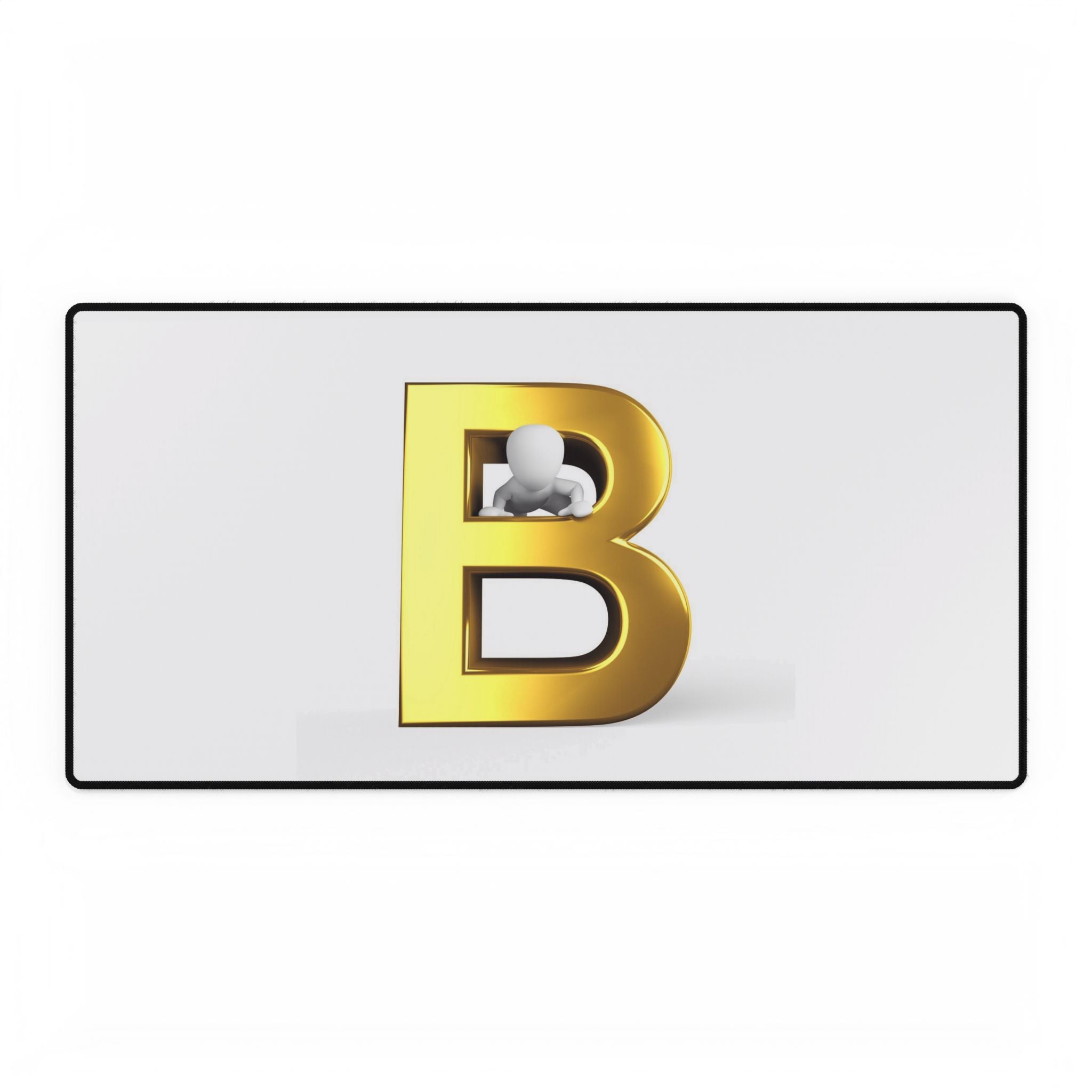 Schreibtischunterlage mit goldenem Buchstaben B | Große Tastatur-Maus-Matte