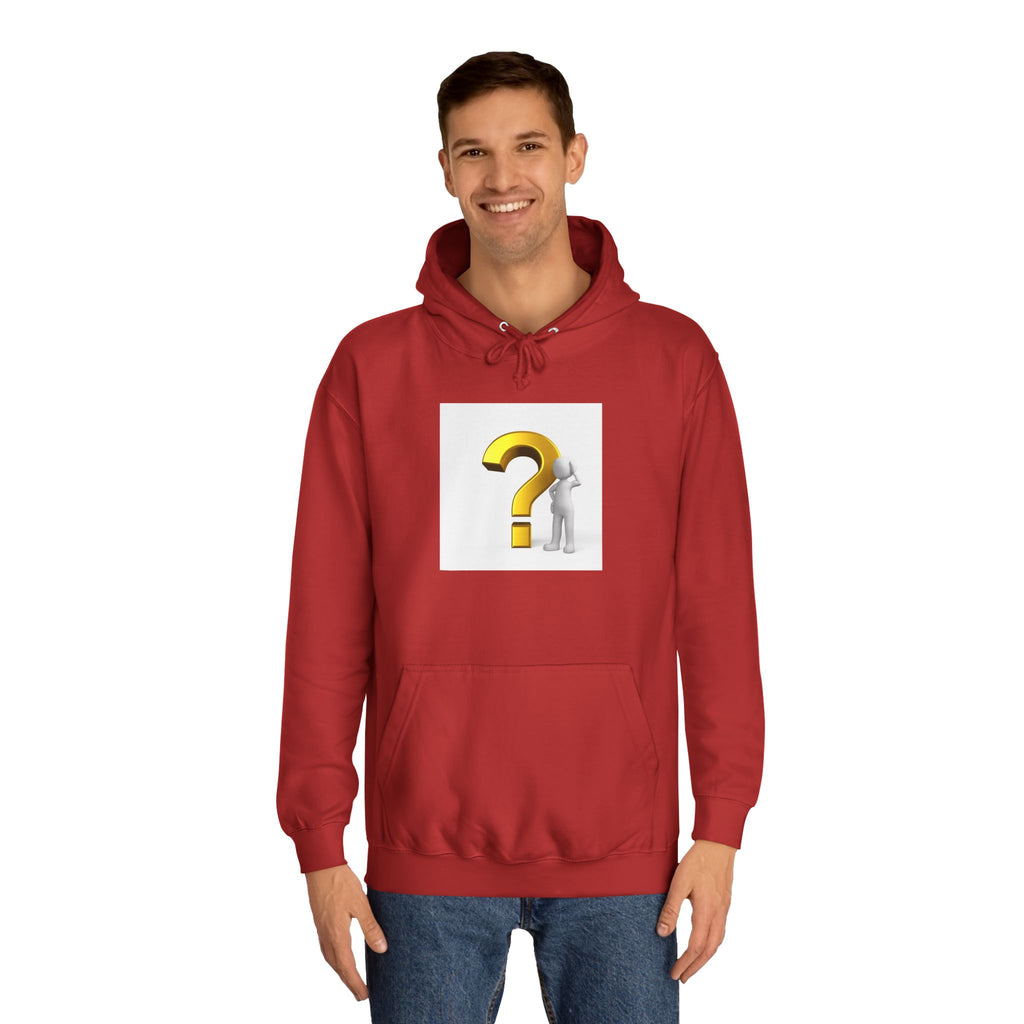 Gold Question Mark with Thinking Figure Hoodie | Mystery Design, Minimalist