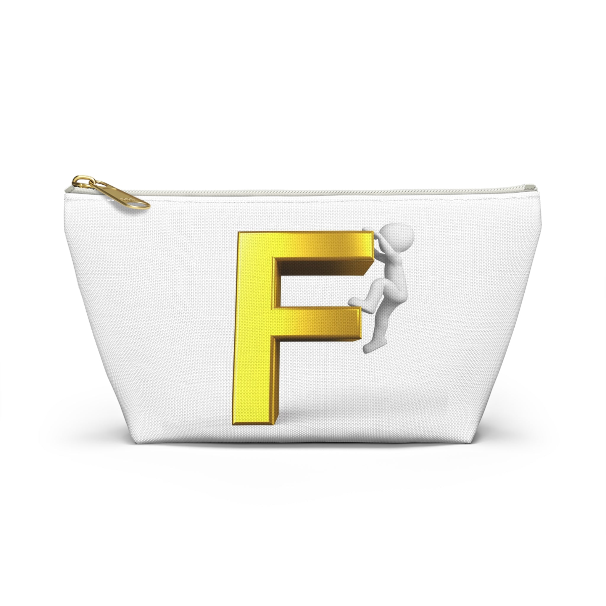 Gold Letter F Climber Accessory Pouch | Monogram Initial Makeup Bag