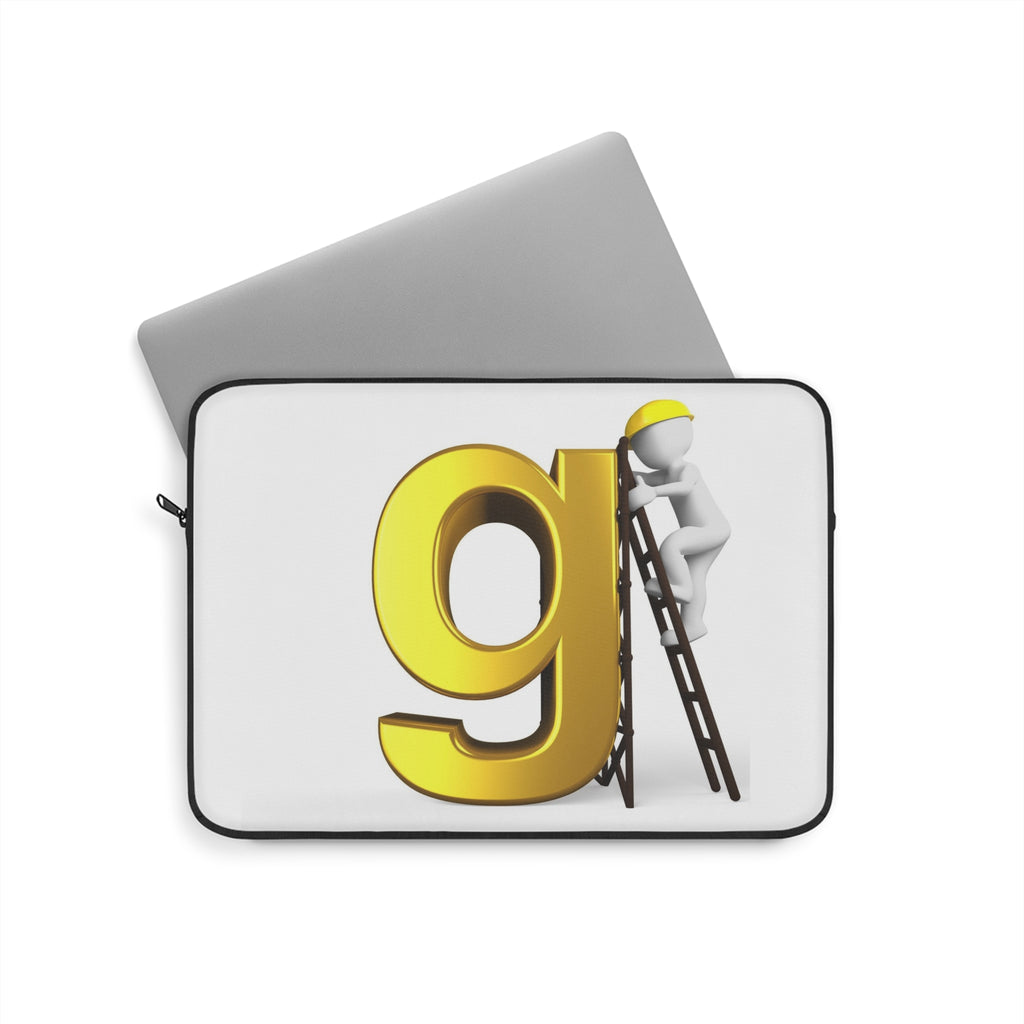 Golden Letter G with Worker Laptop Sleeve | Monogram Initial Tech Case