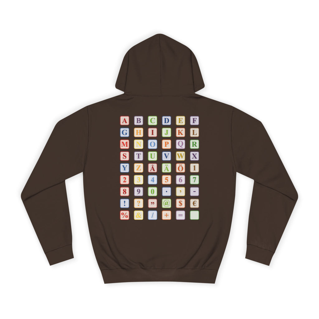 Alphabet Blocks Hoodie | Colorful Letter Grid, Back & Front Print