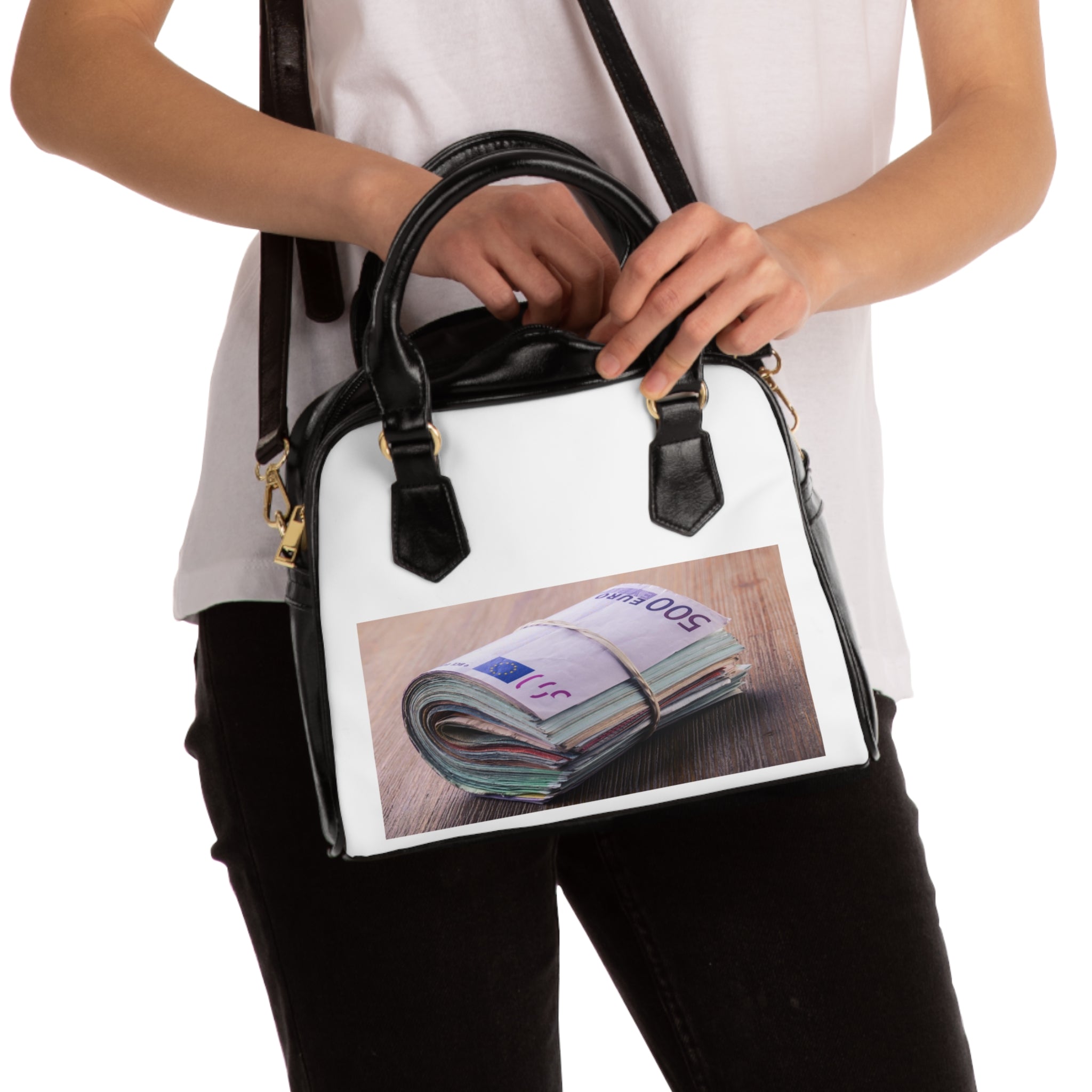 Rolled Euro Banknotes Shoulder Handbag | Money Print Purse
